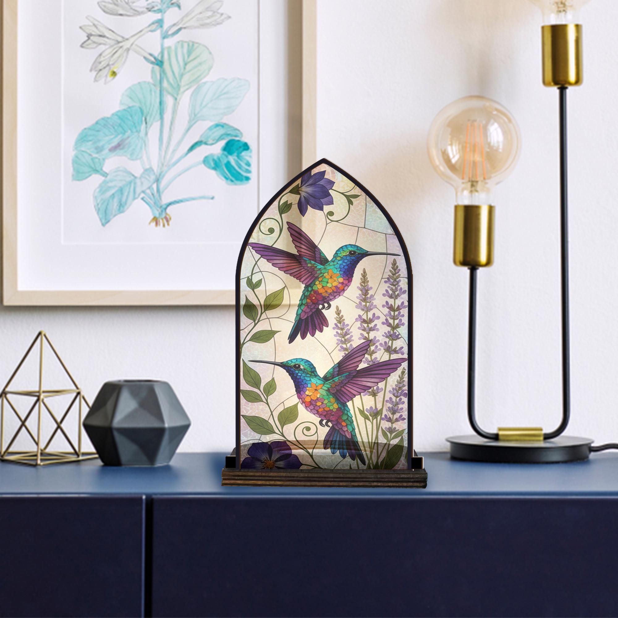 Wooden Candle Holder with Colorful Hummingbirds – Nature Decor Gift for Bird Lovers image 2