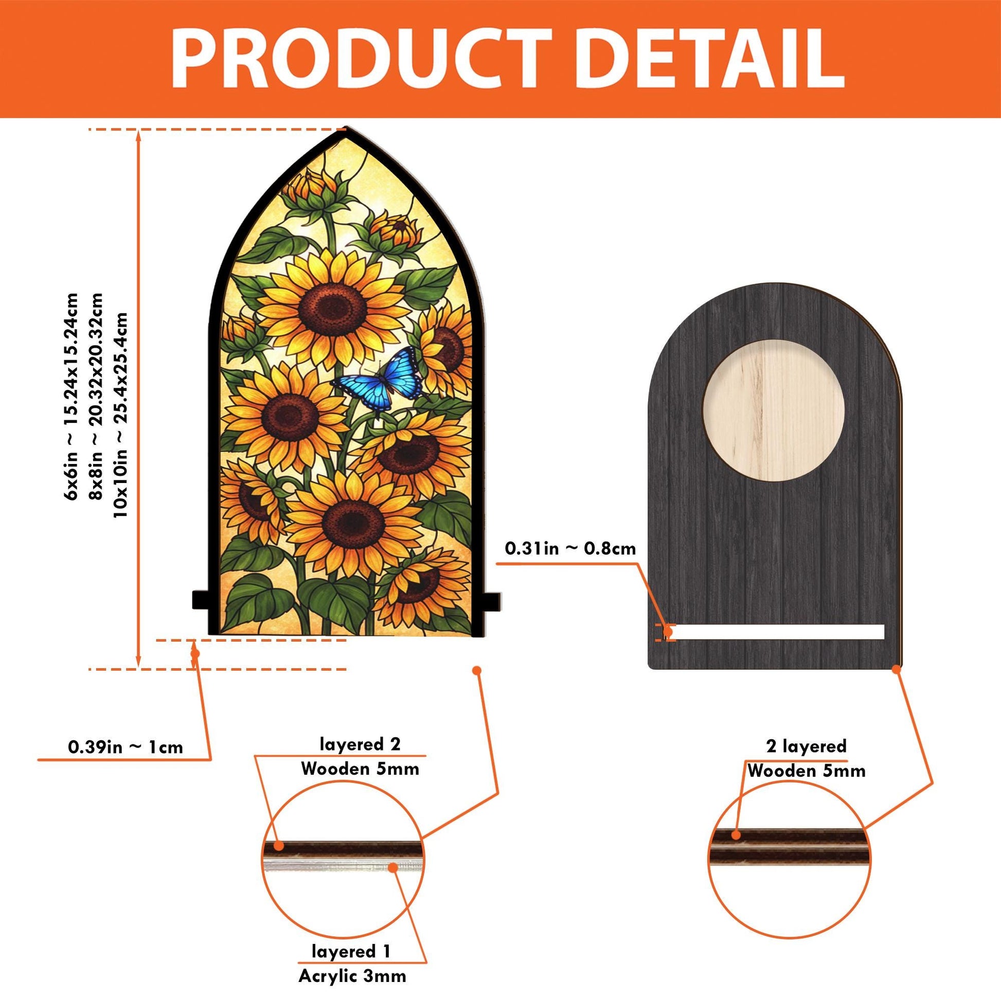 Wooden Candle Holder Sunflower & Butterfly Decor – Rustic Floral Candle Stand Home Gift image 5