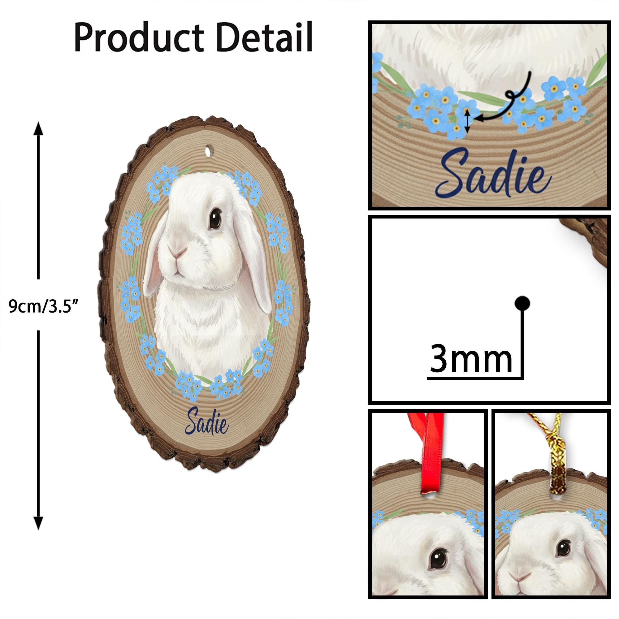 Custom Pet Memorial Wood Ornament: Personalized Animal Portrait Keepsake image 6