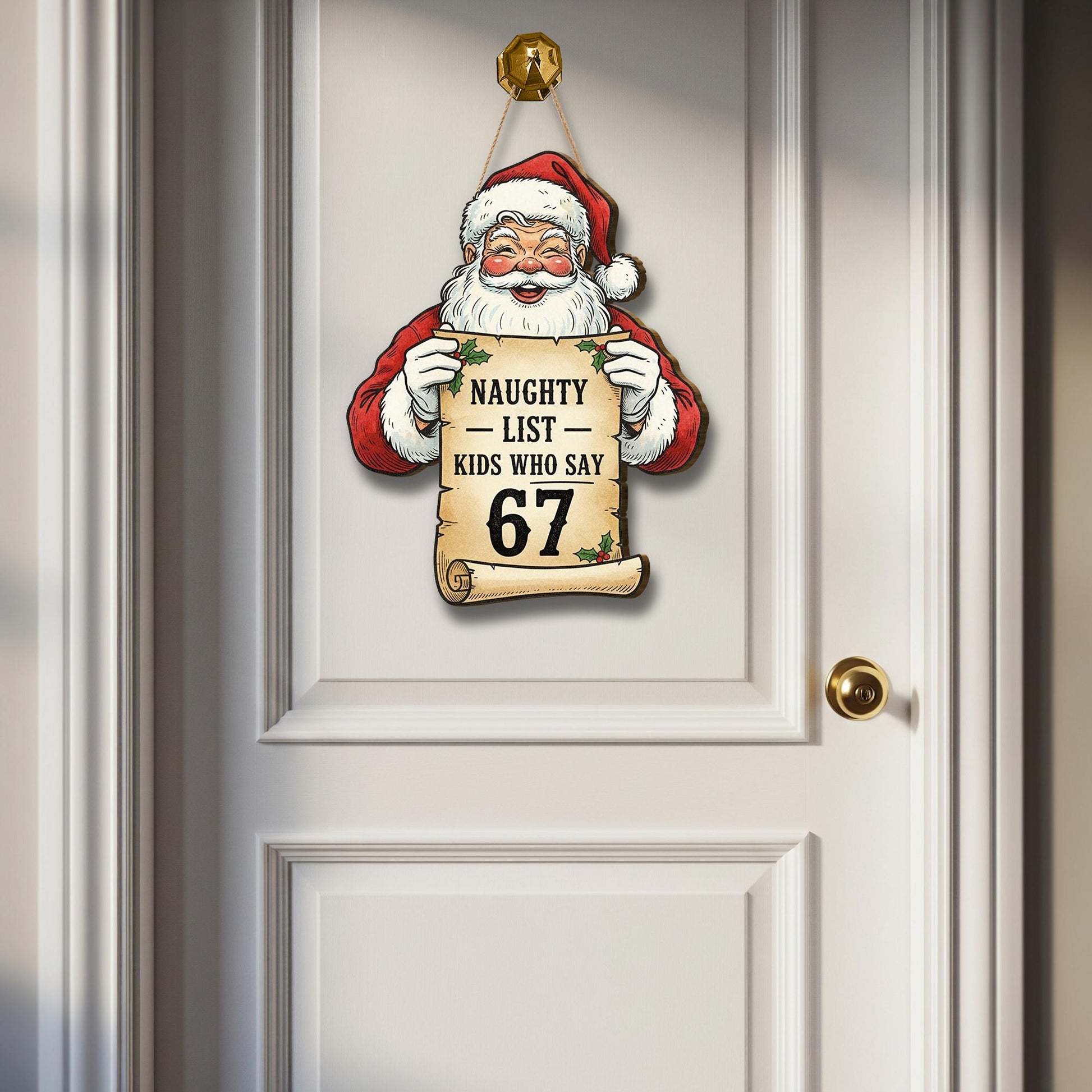 Funny Meme Gen Z Slang 2025 Sign: Santa Naughty List Kids Say 67 Wooden Christmas Decor image 3
