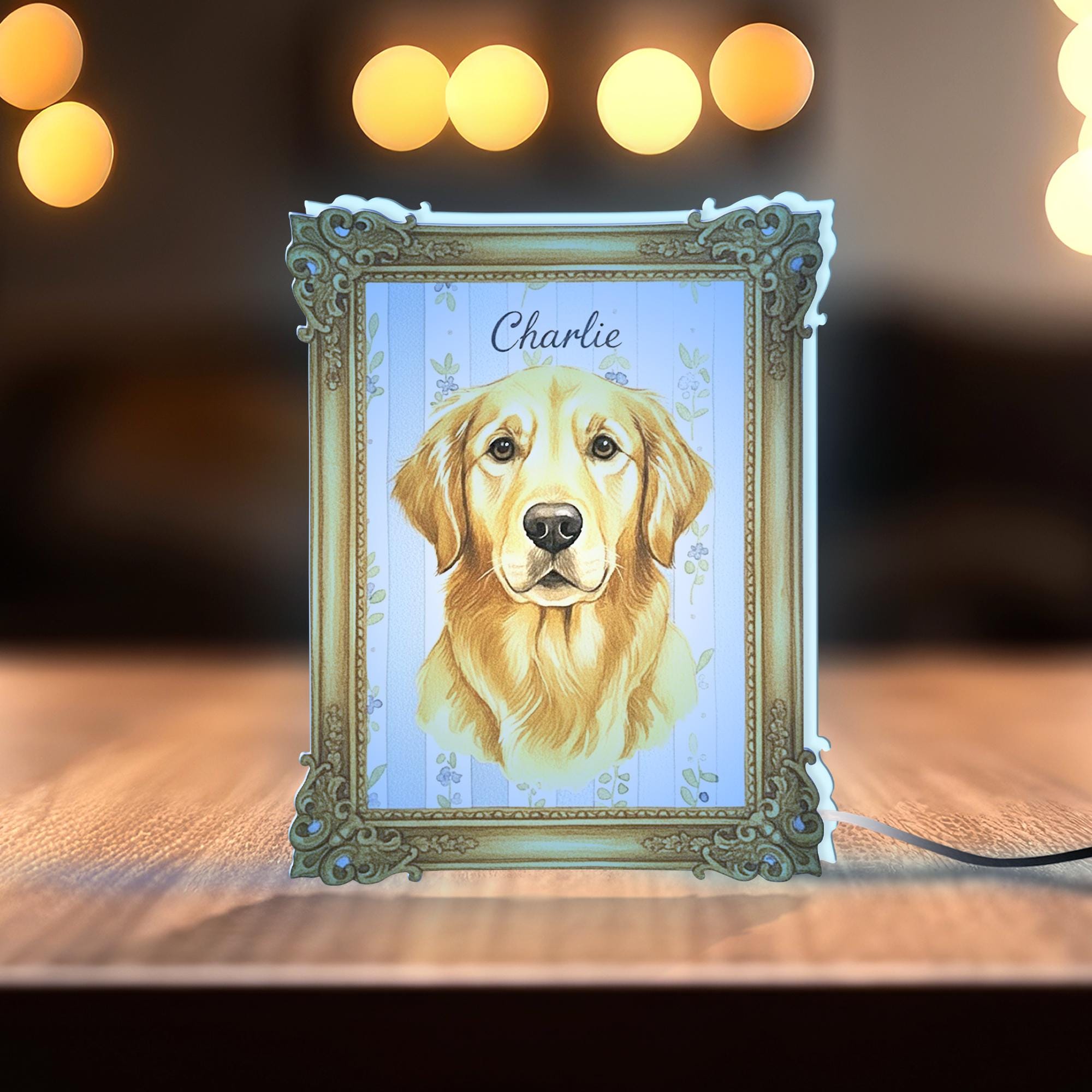Custom Vintage Portrait Light Box: Personalized Pet or Family Lamp image 3