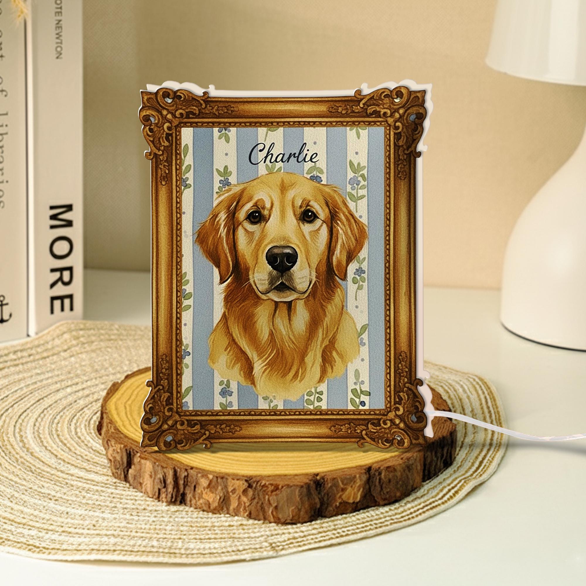 Custom Vintage Portrait Light Box: Personalized Pet or Family Lamp image 2