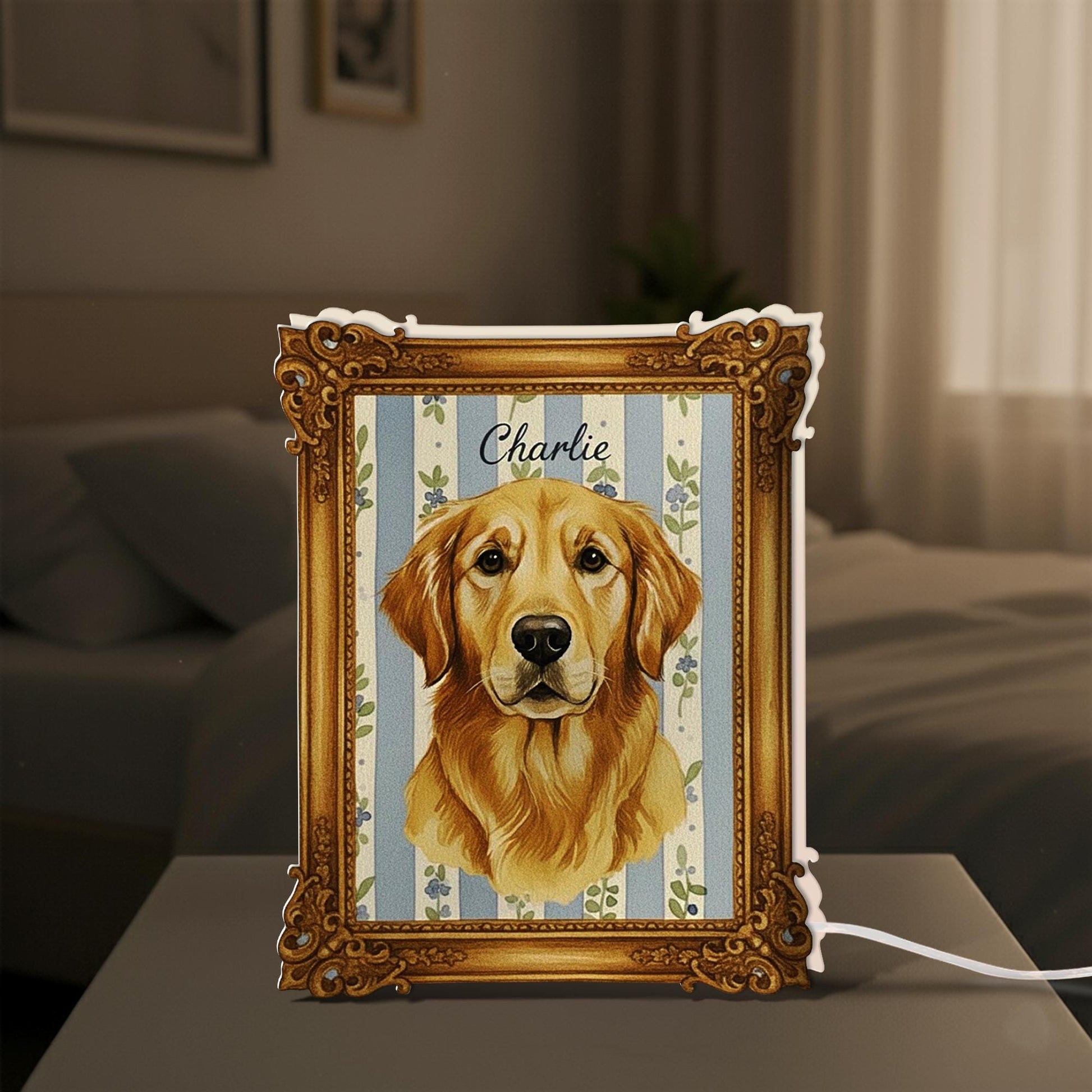 Custom Vintage Portrait Light Box: Personalized Pet or Family Lamp image 5