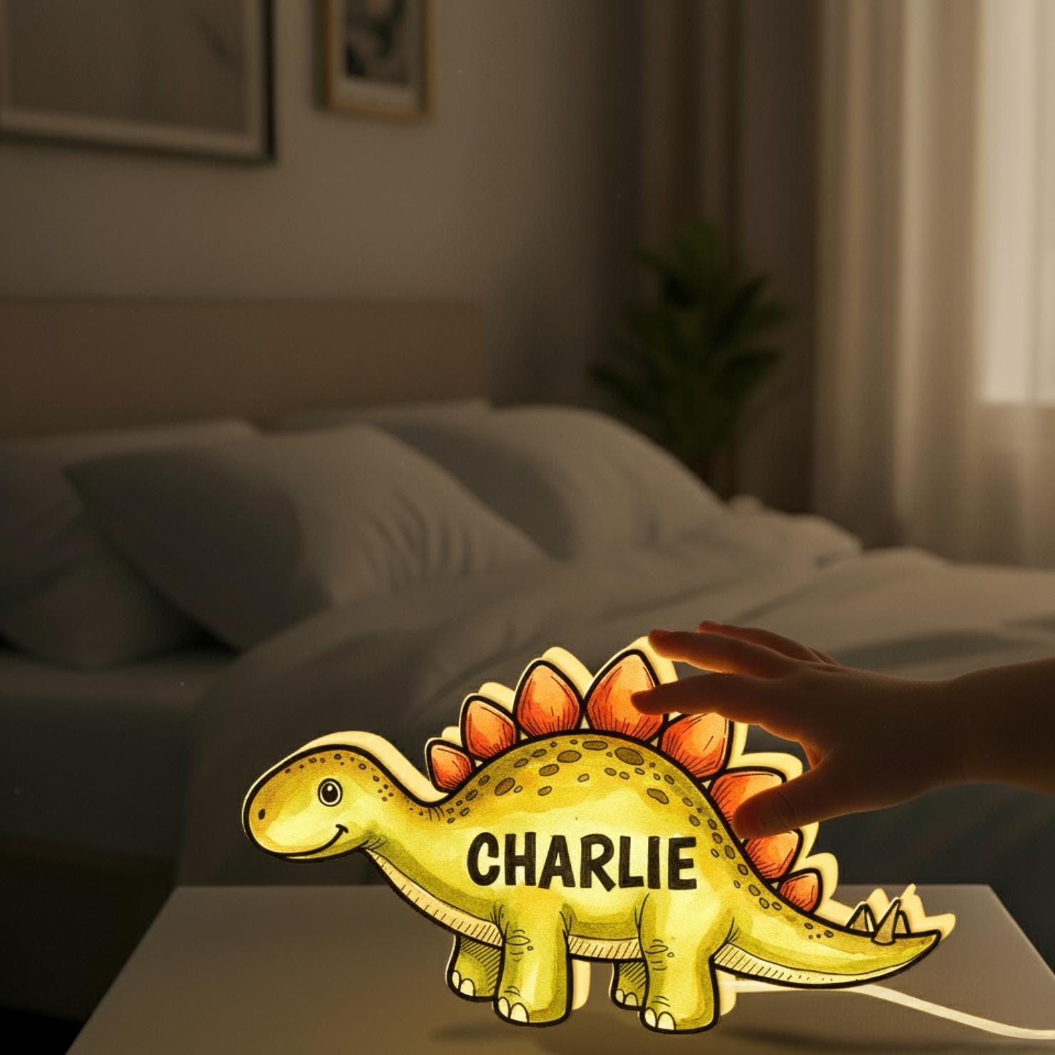 Custom Dinosaur Nursery Light Box: Personalized Kids Night Light image 1