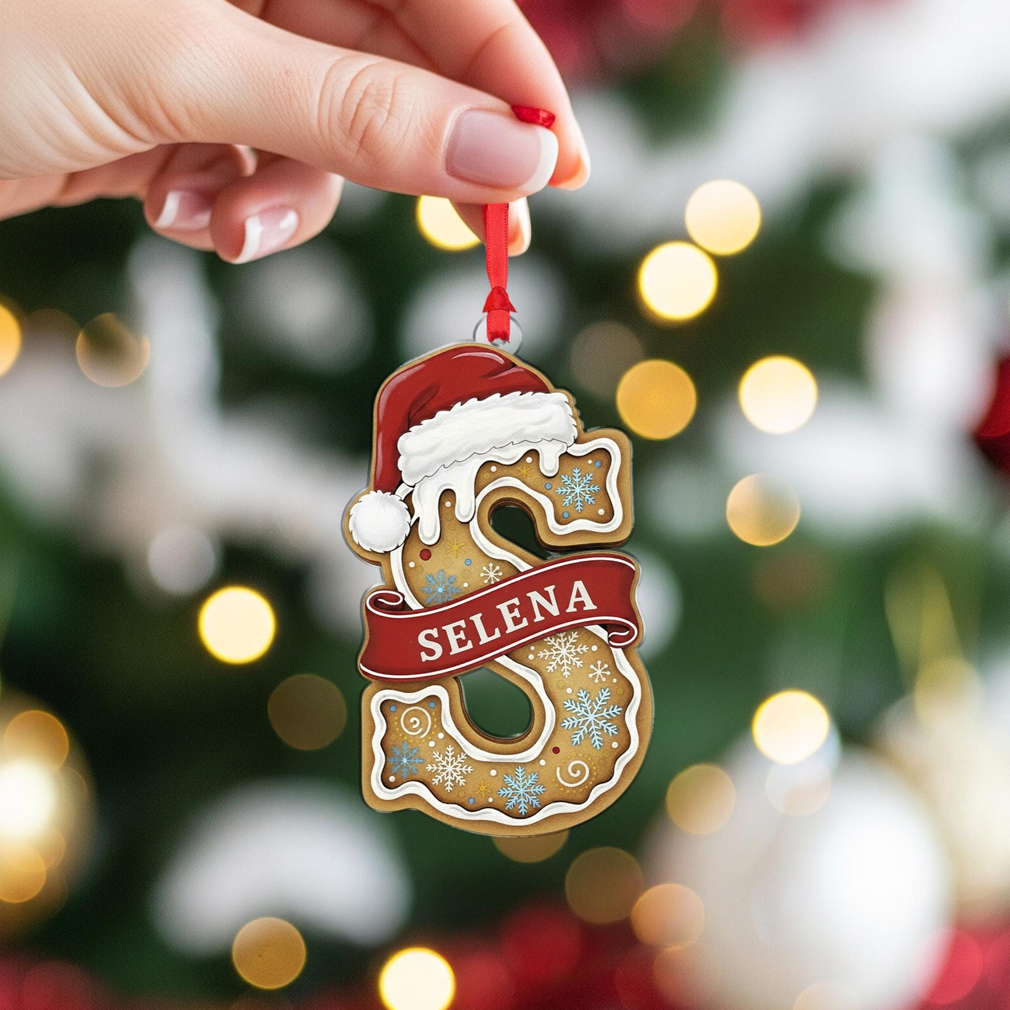 Personalised Gingerbread Initial Ornament – Christmas Tree Hanging Decoration 2025 image 1