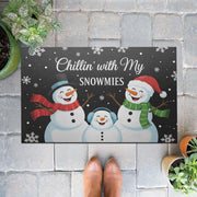 Personalizable Outdoor Snowman Doormat – Chillin’ With My Snowmies Design, Welcome Mat