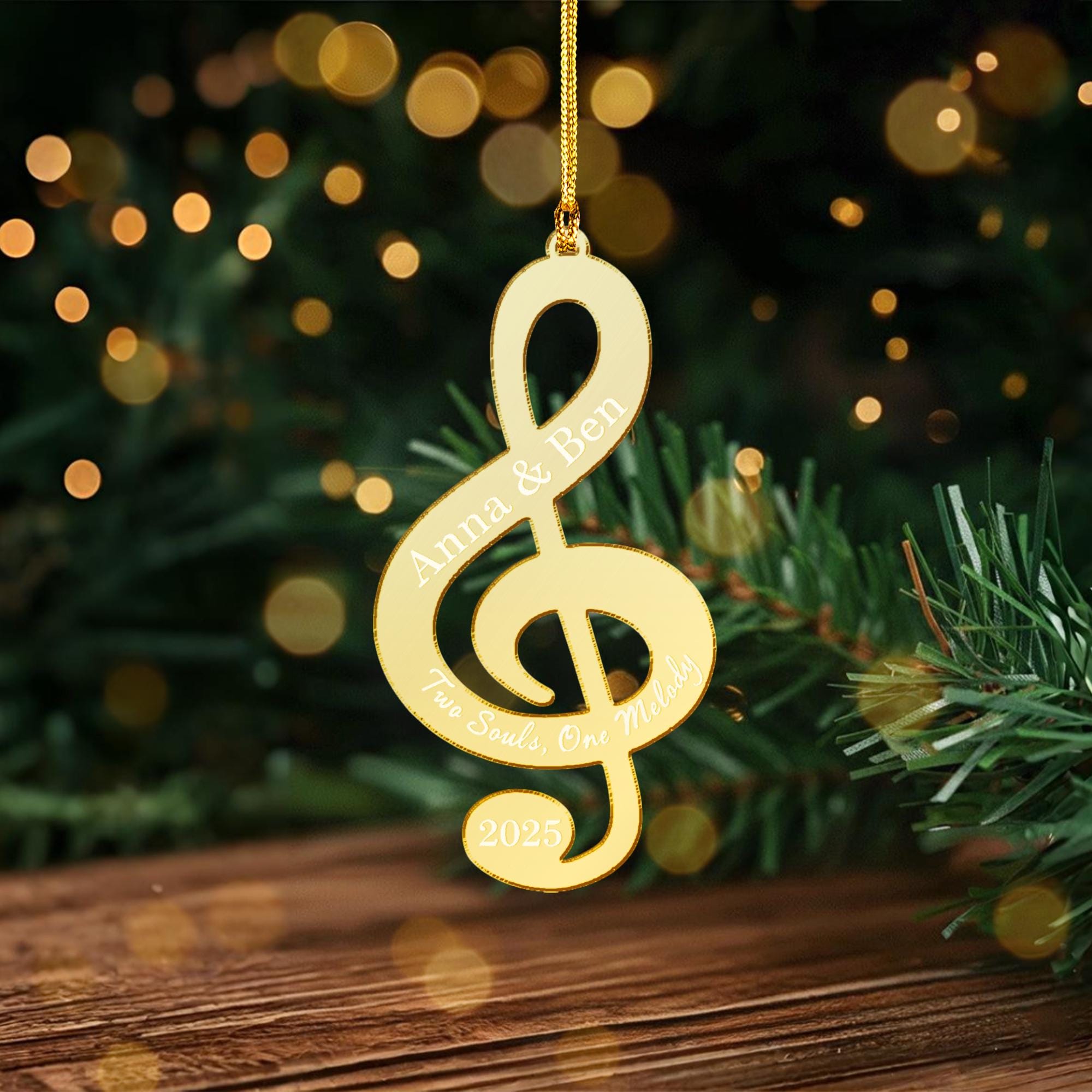 Personalized Treble Clef Acrylic Mirror Ornament, Music Decoration, Custom Name Sign 2025