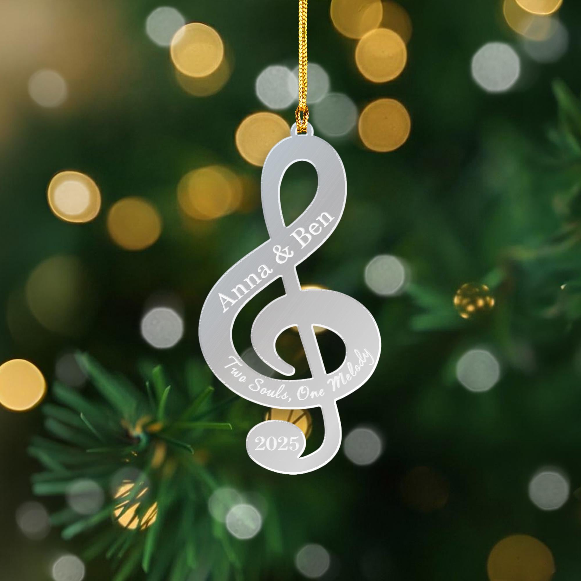Personalized Treble Clef Acrylic Mirror Ornament, Music Decoration, Custom Name Sign 2025