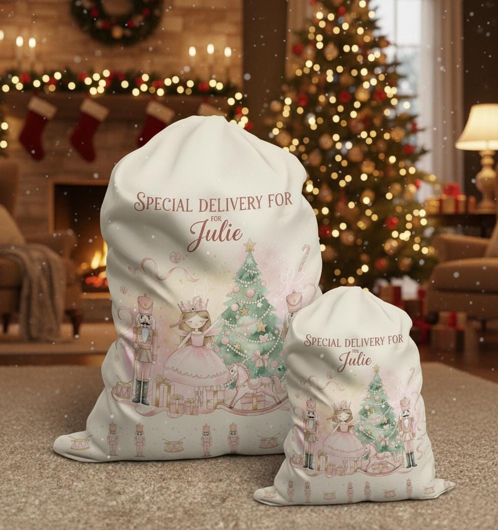 Custom Nutcracker Christmas Sack Frabic Toy Bag Personalized Holiday Decoration