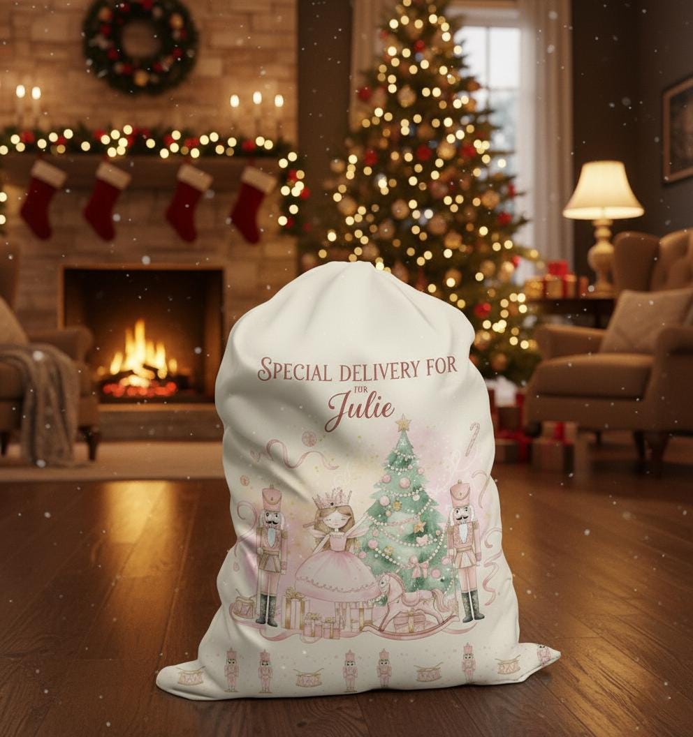 Custom Nutcracker Christmas Sack Frabic Toy Bag Personalized Holiday Decoration