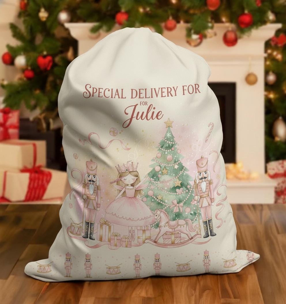 Custom Nutcracker Christmas Sack Frabic Toy Bag Personalized Holiday Decoration