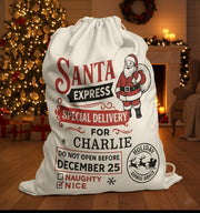 Custom Santa Express Christmas Sack Frabic Toy Bag Personalized Holiday Decor