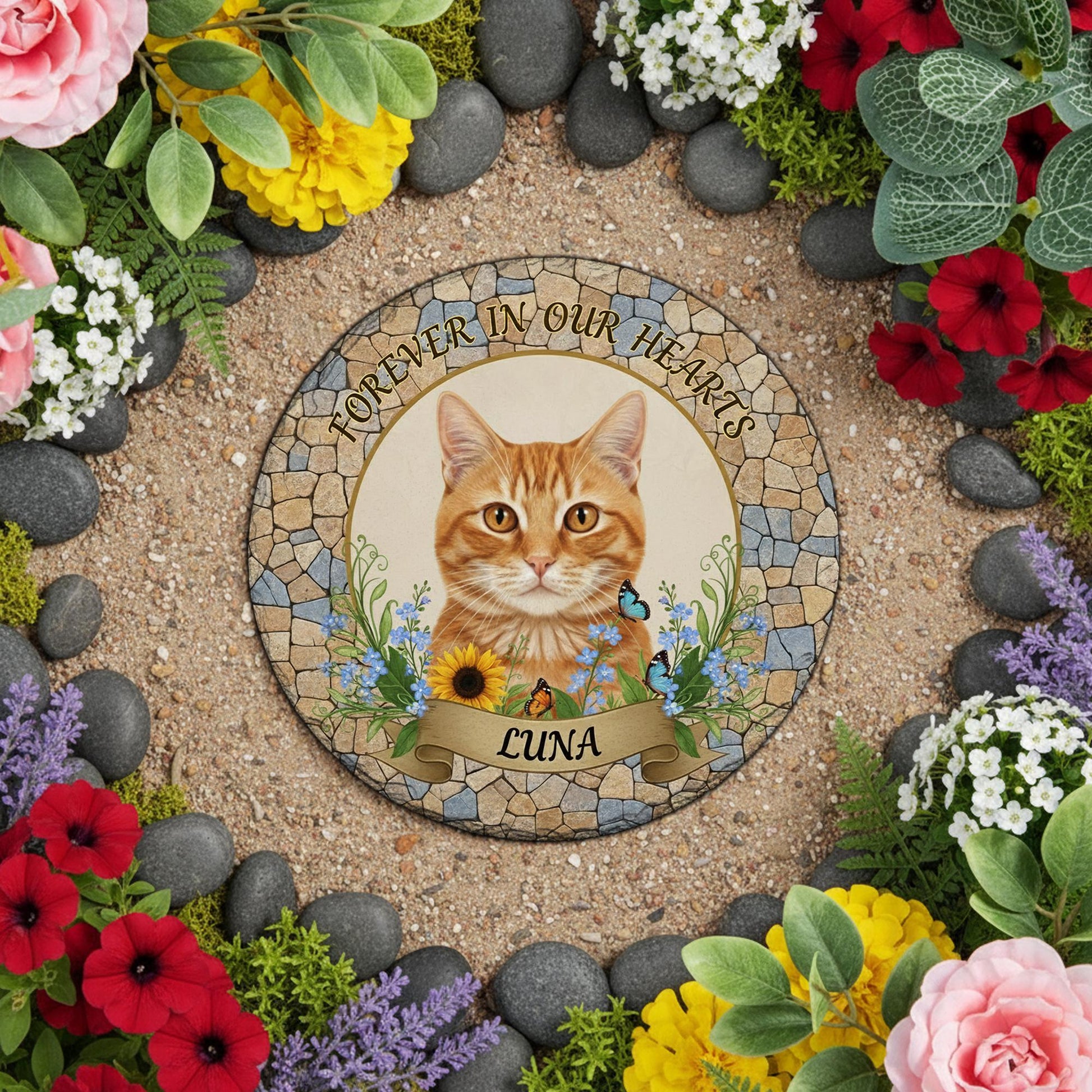 Custom Pet Memorial Garden Stone Personalized Cat Dog Outdoor Decor