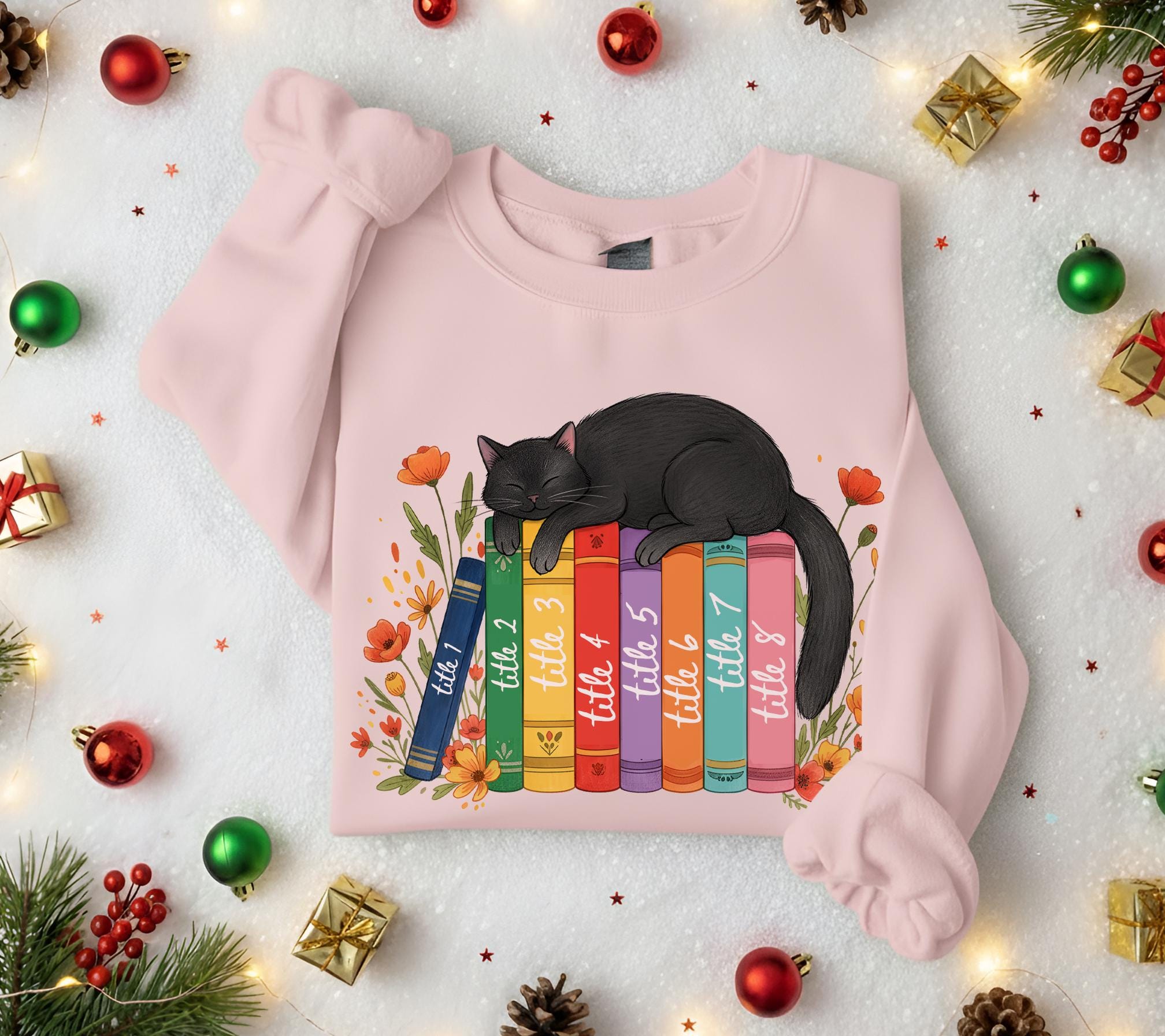 Custom Cat and Books Sweatshirt: Reading Lover Pullover, Personalized Literary Apparel