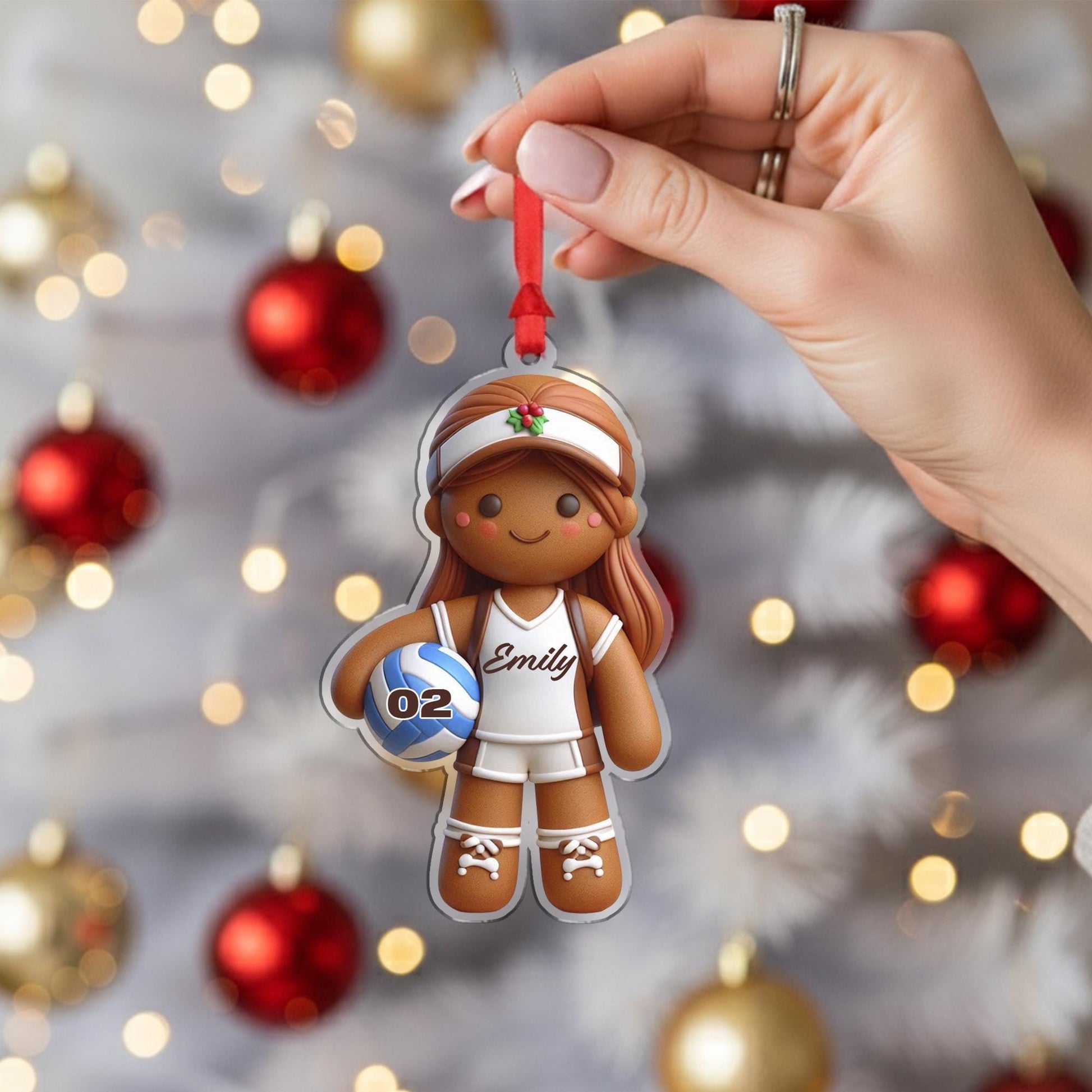 Personalized Gingerbread Volleyball Ornament – Custom Name Sports Girl Christmas Gift