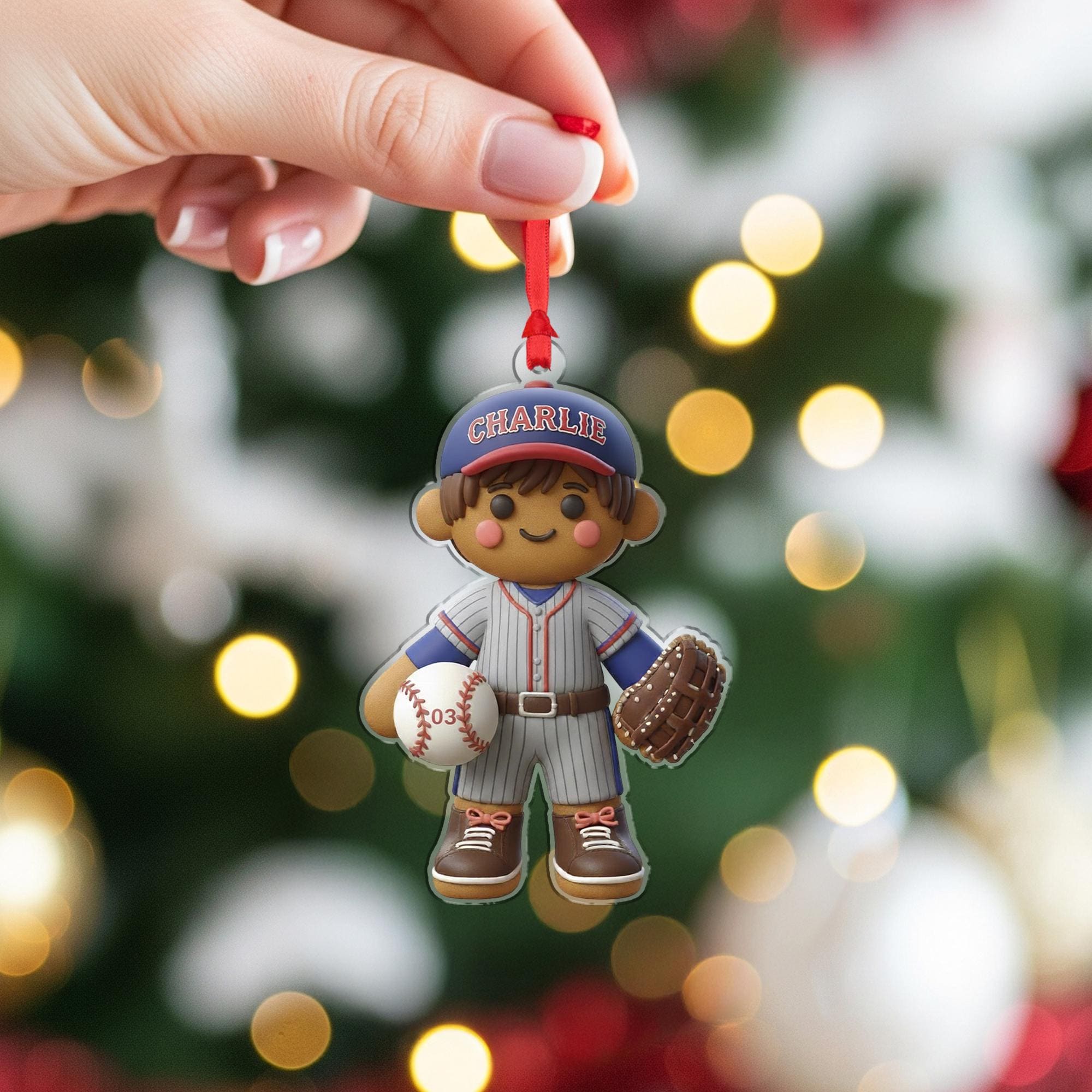 Personalized Gingerbread Baseball Ornament – Custom Name Sports Christmas Gift