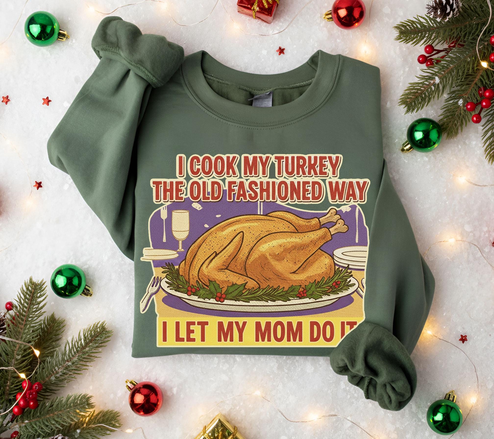 Funny Thanksgiving Sweatshirt: Retro Turkey Dinner Pullover, Holiday Humor Shirt, Mom Cooking Joke Design