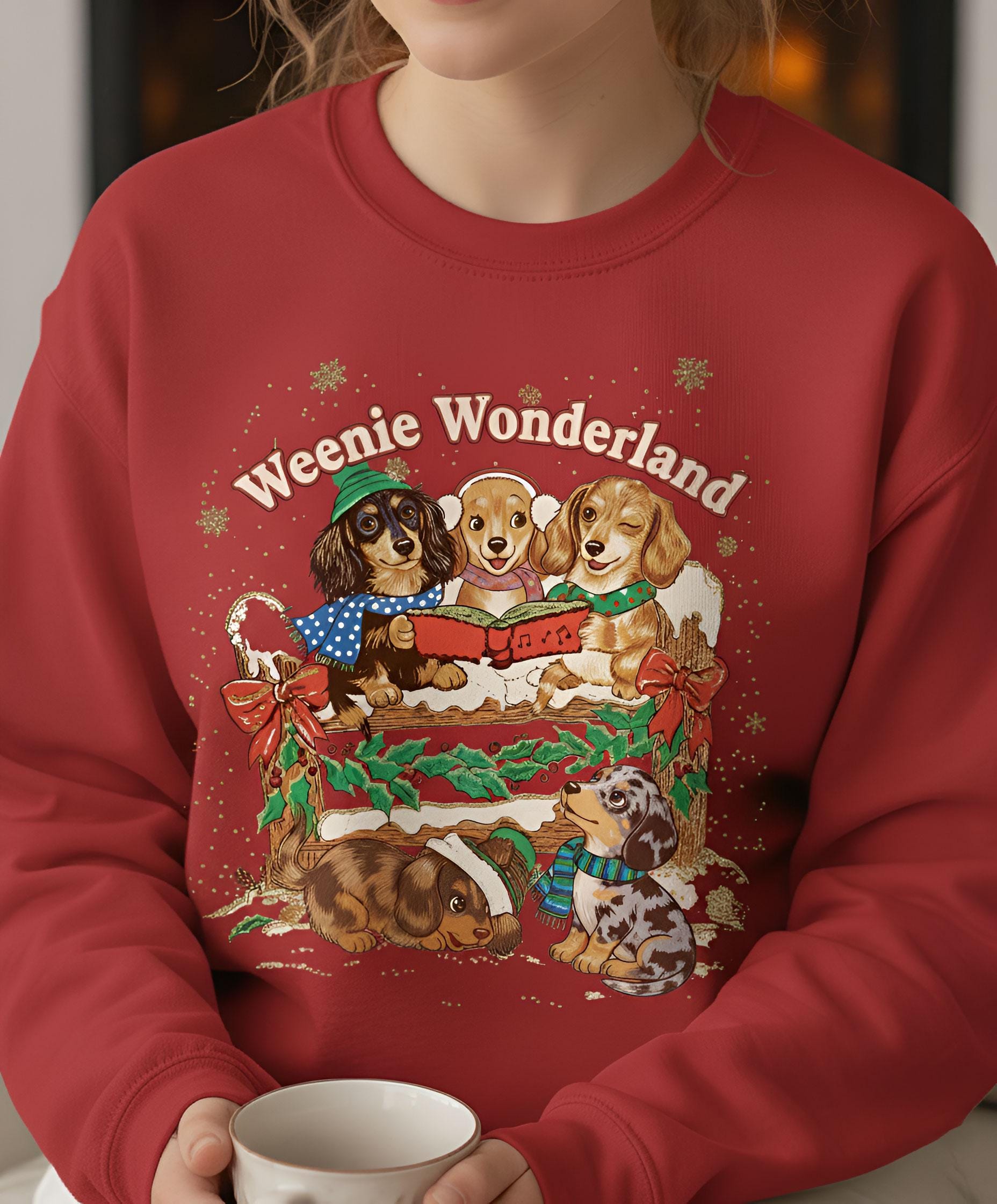 Weenie Wonderland Sweatshirt: Vintage 80s Style Dachshund Holiday Pullover, Retro Dog Christmas Apparel