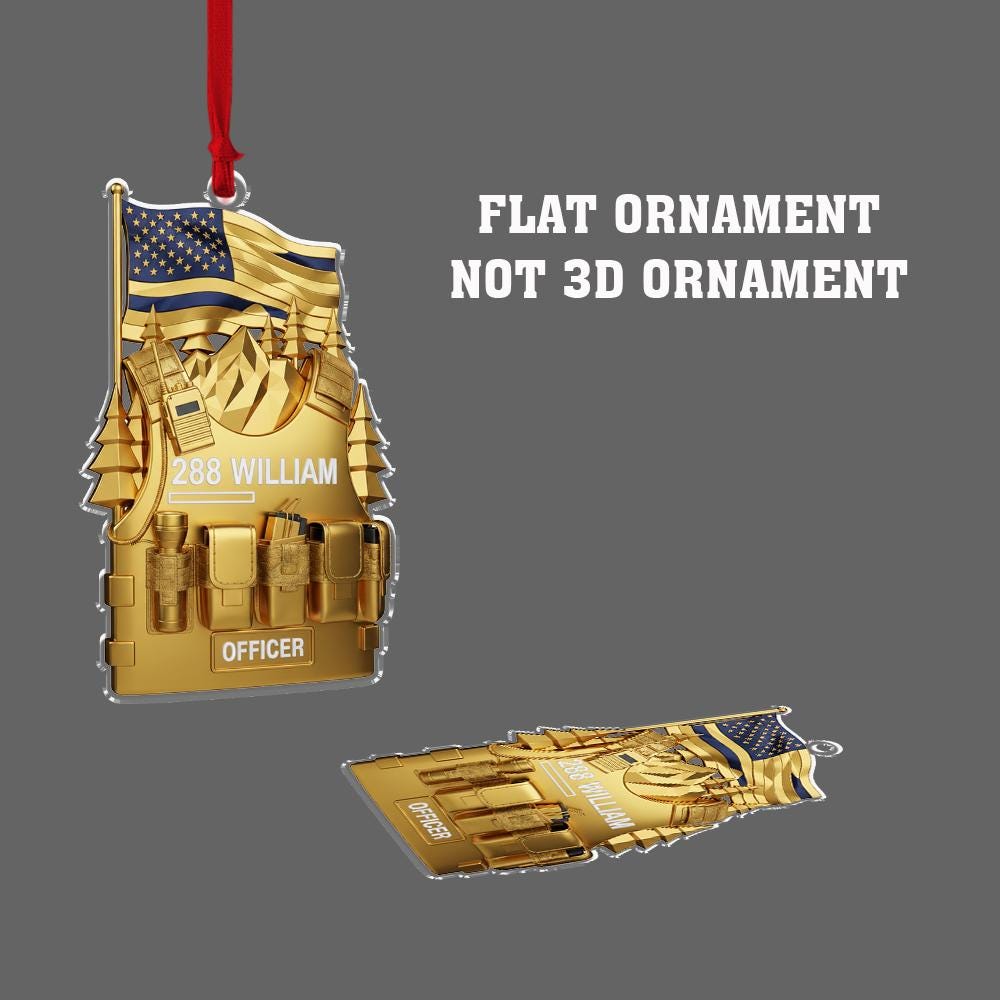 Custom Police Retirement Ornament with Name and Badge Number, Officer Uniform Keepsake Decor
