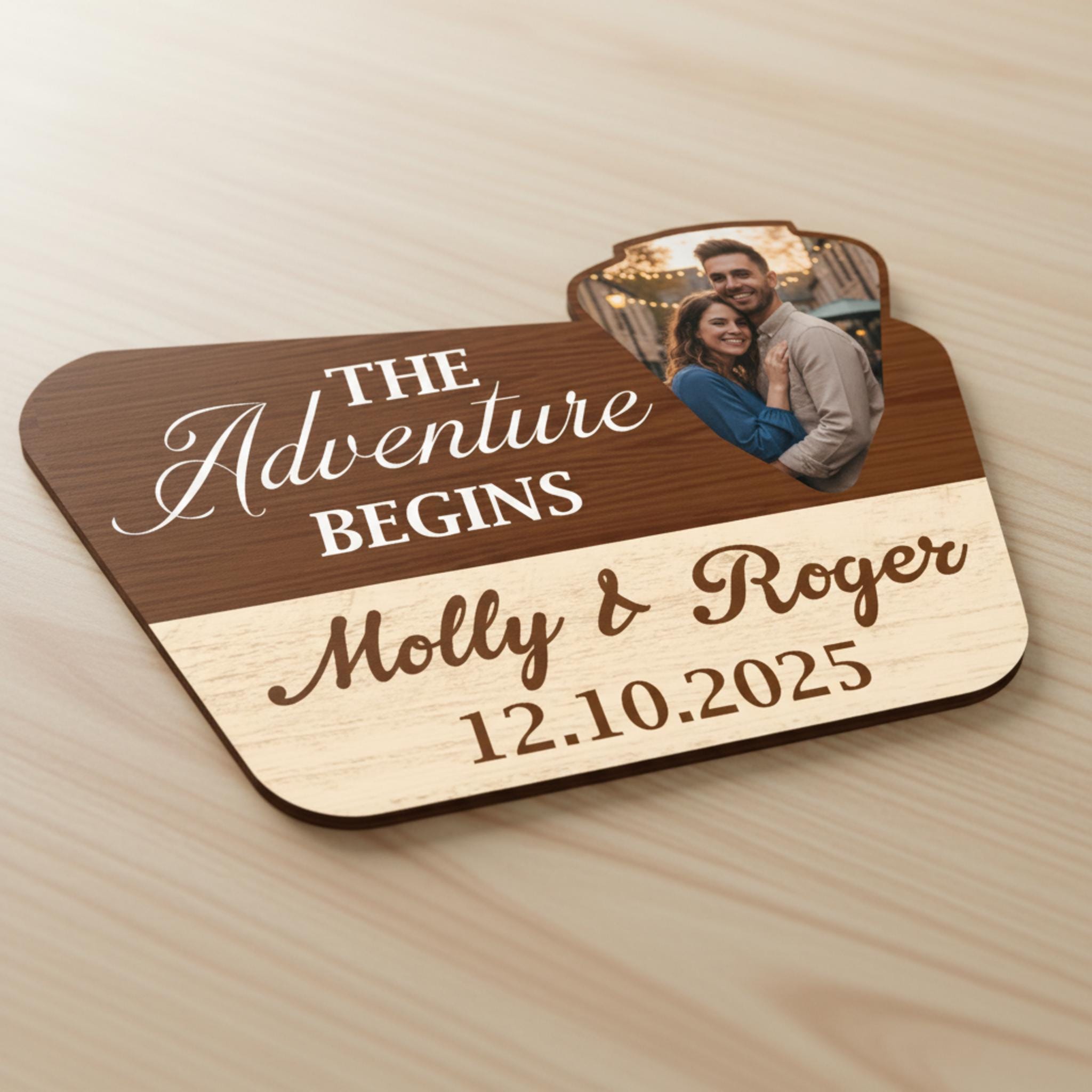 Custom Wedding Adventure Sign: 2025 Camping Couple Wood Door Hanger, Rustic Date Plaque