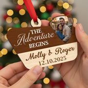Custom Wedding Ornament 2025: Adventure Camping Couple Keepsake, Photo & Date Holiday Decor