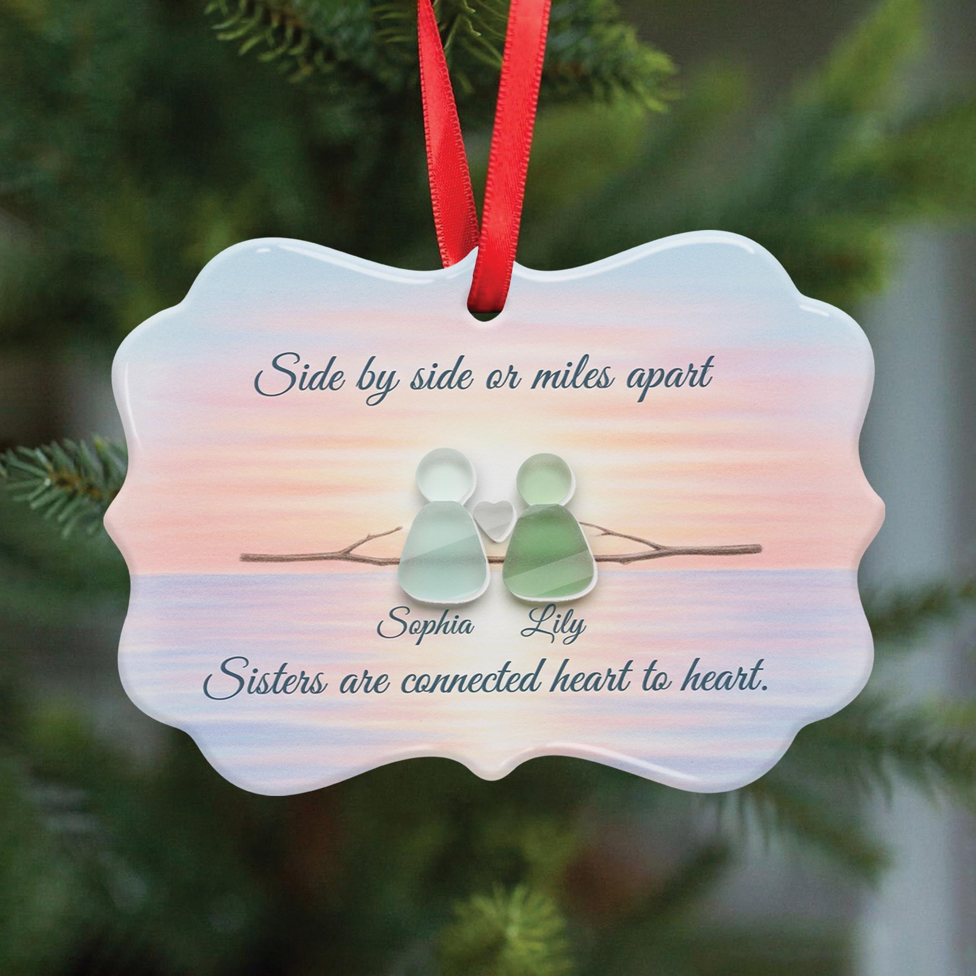 Custom Sister Ornament Ceramic with pieces Keepsake Decoration