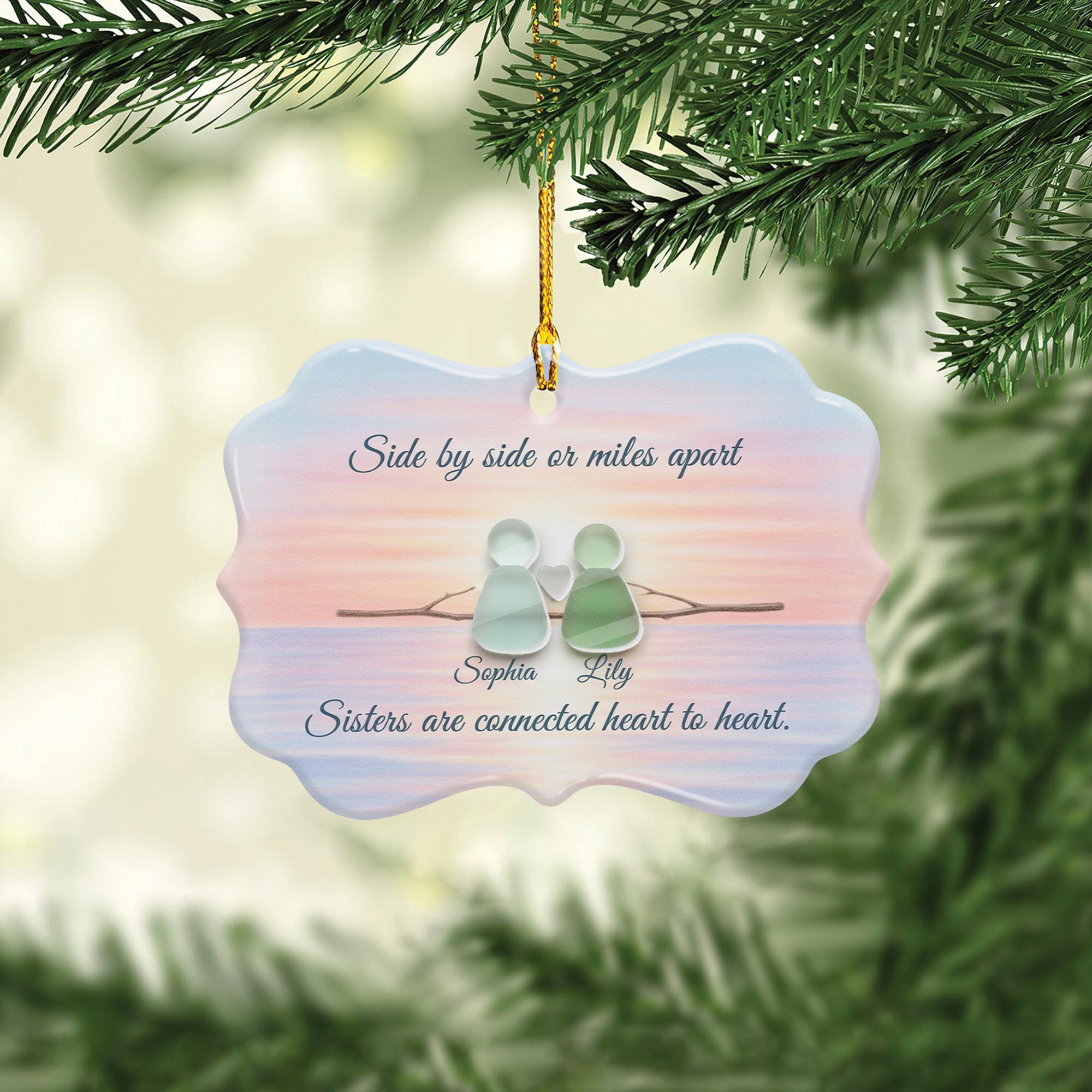 Custom Sister Ornament Ceramic with pieces Keepsake Decoration