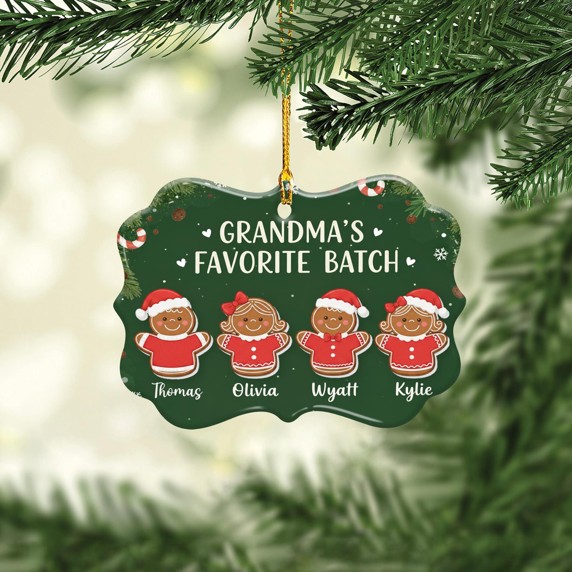 Custom Grandma's Gingerbread Family Ceramic Ornament with Acrylic Accent: Personalized Holiday Decor