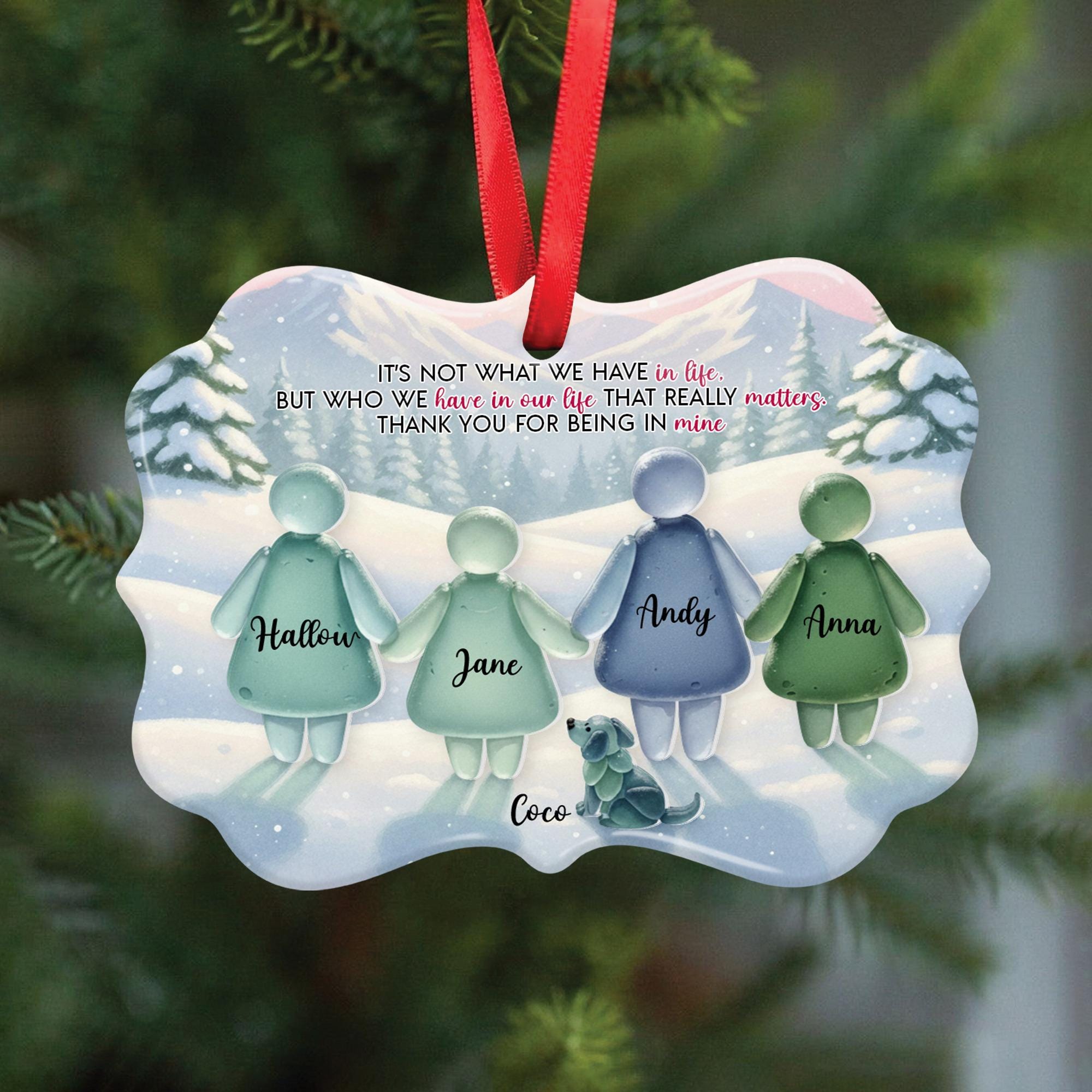 Personalized Family Ceramic Christmas Ornament with Acrylic Accent