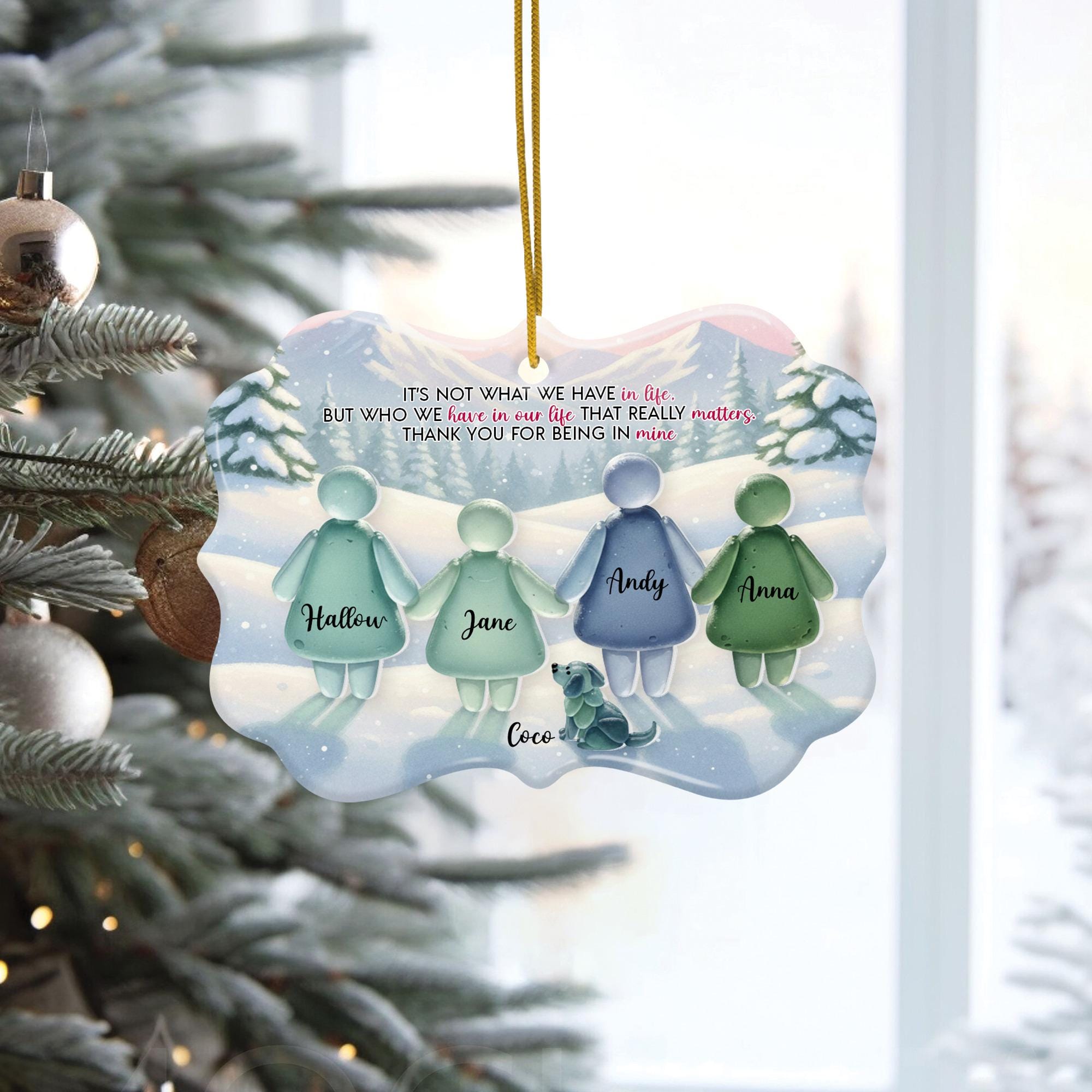 Personalized Family Ceramic Christmas Ornament with Acrylic Accent