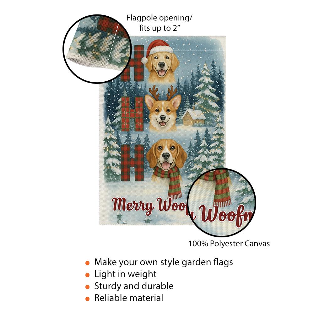 Dog Christmas Garden Flag: "Merry Woofmas" Holiday Banner