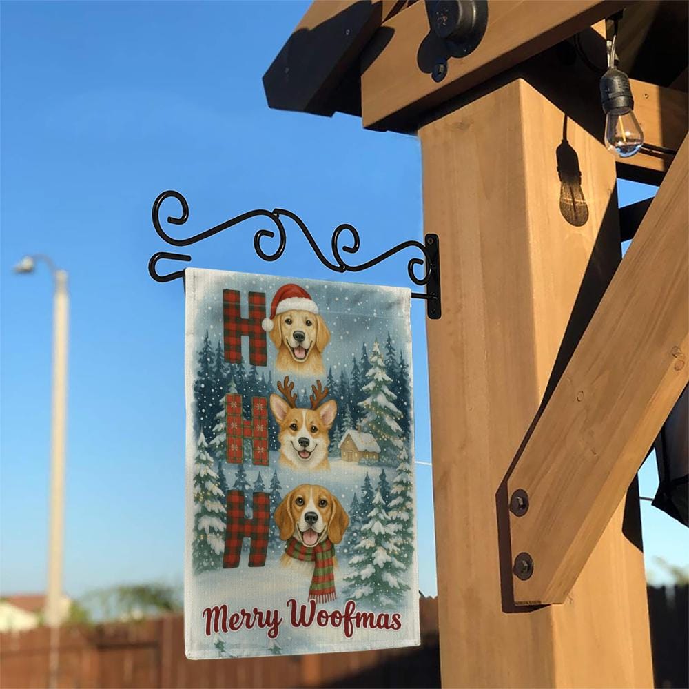 Dog Christmas Garden Flag: "Merry Woofmas" Holiday Banner