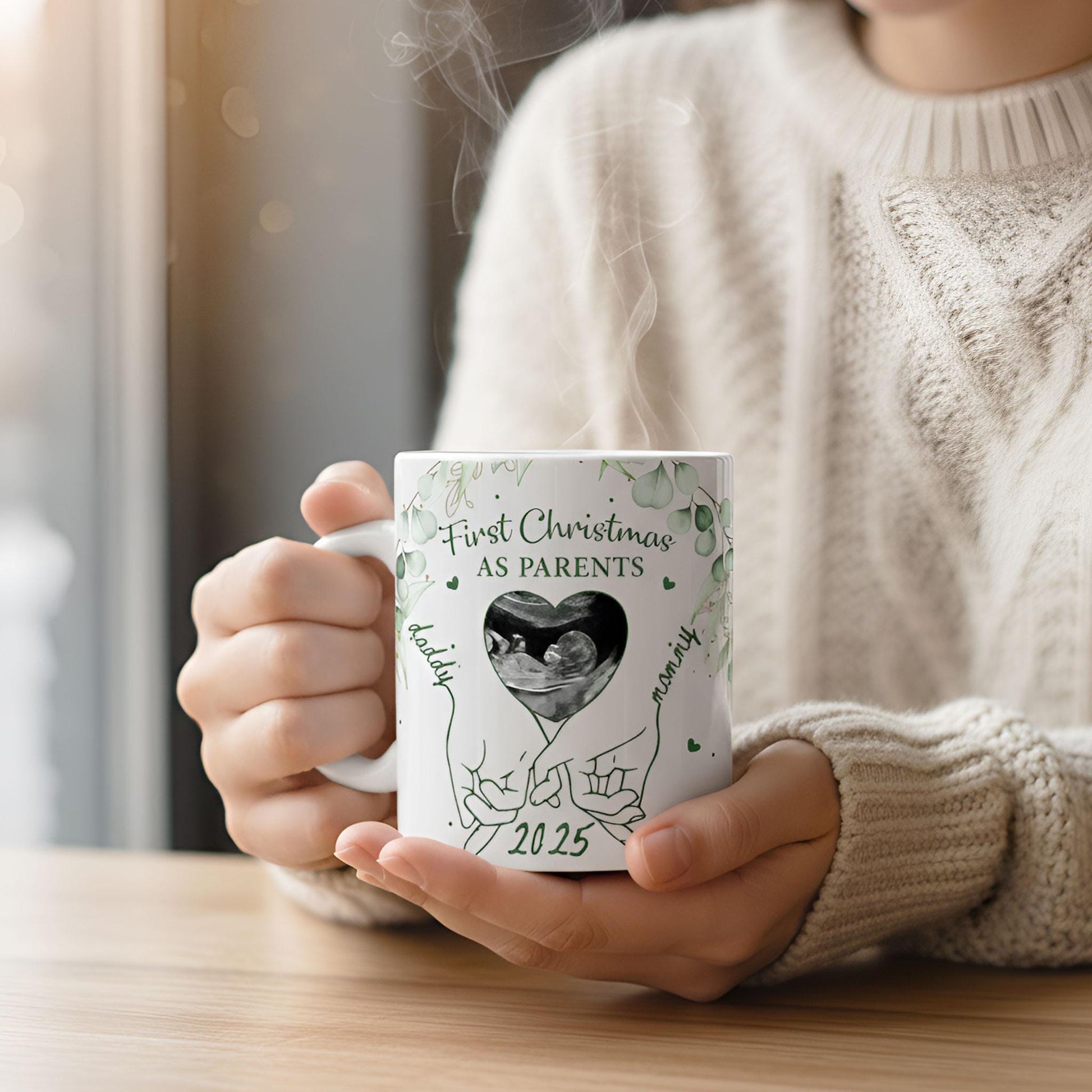 Custom Ultrasound Photo Mug: First Christmas as Parents Gift