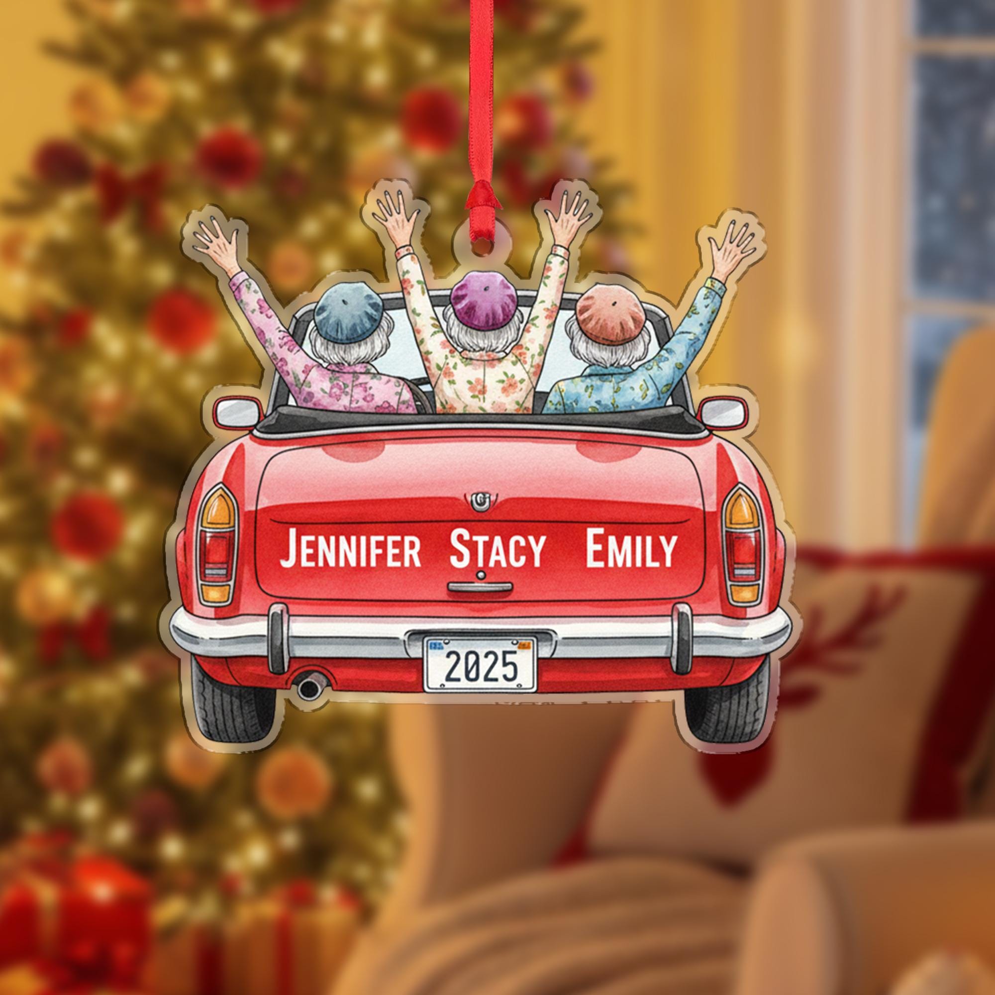 Personalized Car Ornament – Friends in Convertible Design with Custom Names and Year image 7