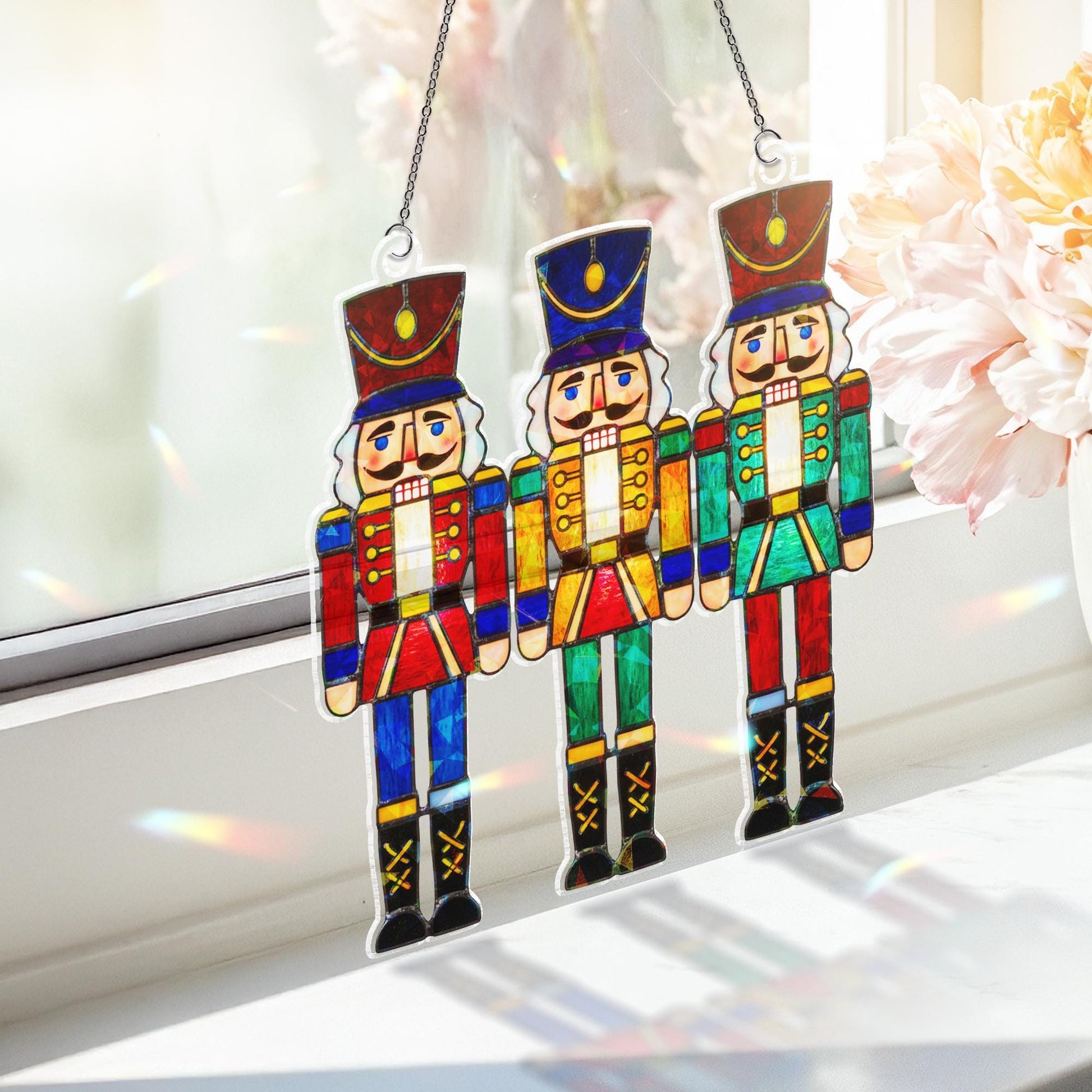 Nutcracker Holographic Acrylic Suncatcher | Christmas Window Hanging image 2