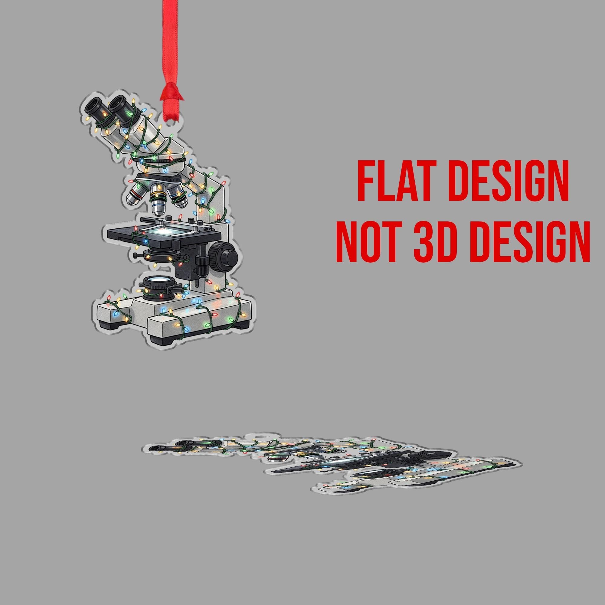 Acrylic Microscope Ornament – Science Lab Design with Holiday Lights image 2