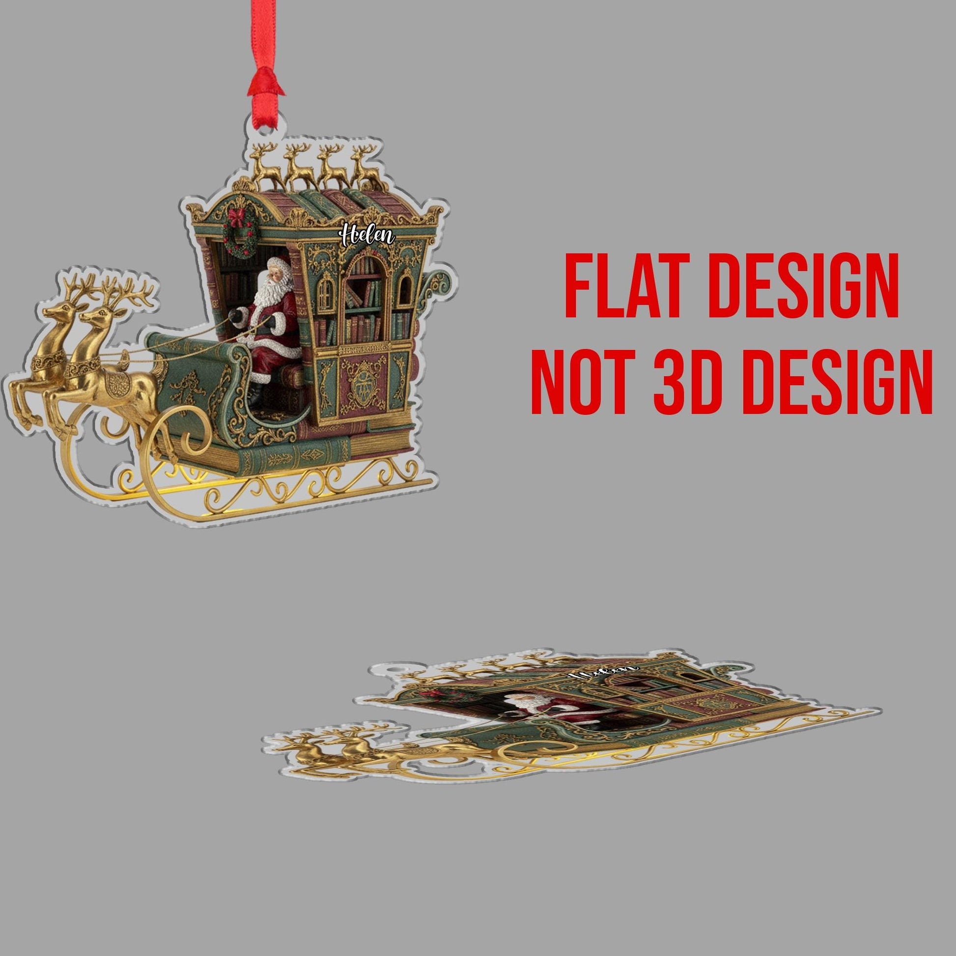 Custom Santa Sleigh Book Ornament | Personalized Christmas Decor image 4