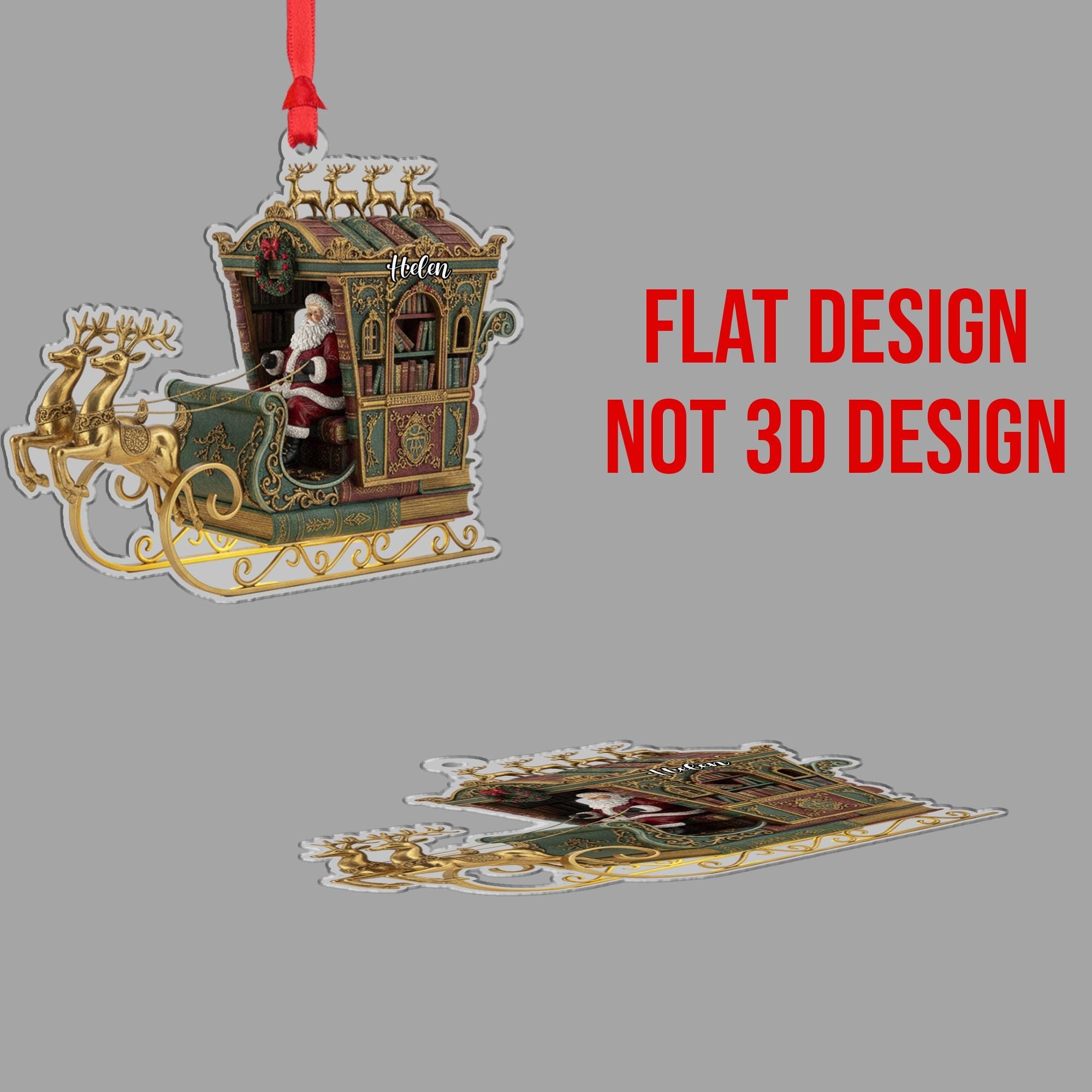 Custom Santa Sleigh Book Ornament | Personalized Christmas Decor image 4