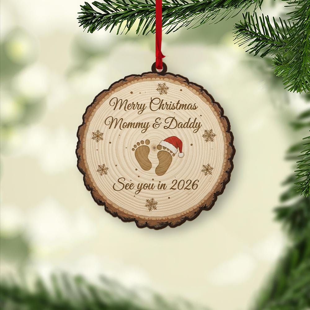 Pregnancy Announcement Ornament – Merry Christmas Mommy and Daddy Gift image 4