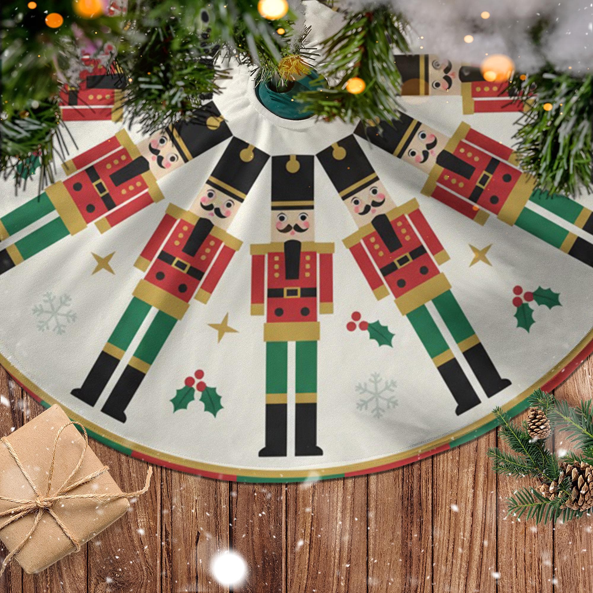 Nutcracker Christmas Tree Skirt: Round Holiday Tree Cover image 1