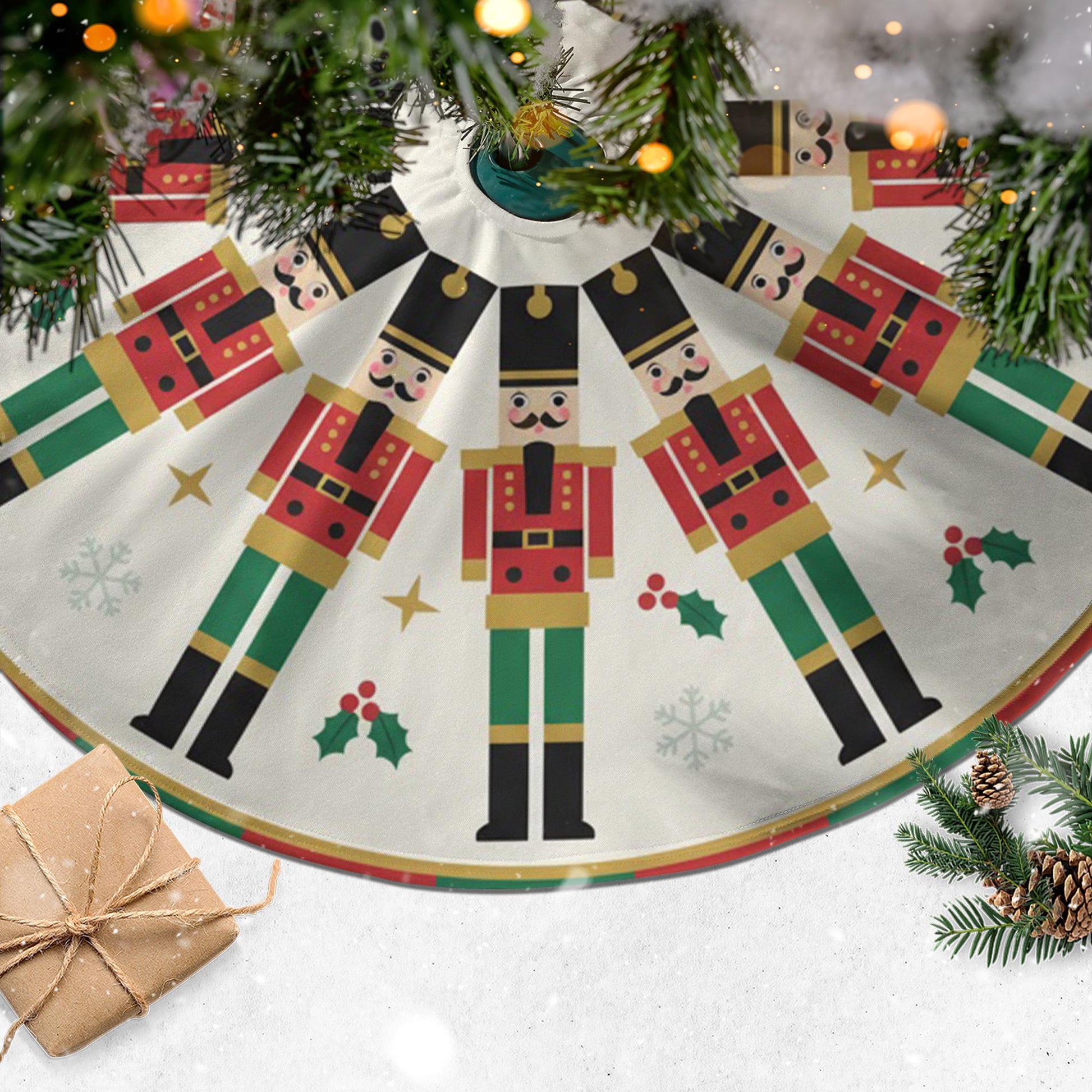 Nutcracker Christmas Tree Skirt: Round Holiday Tree Cover image 2