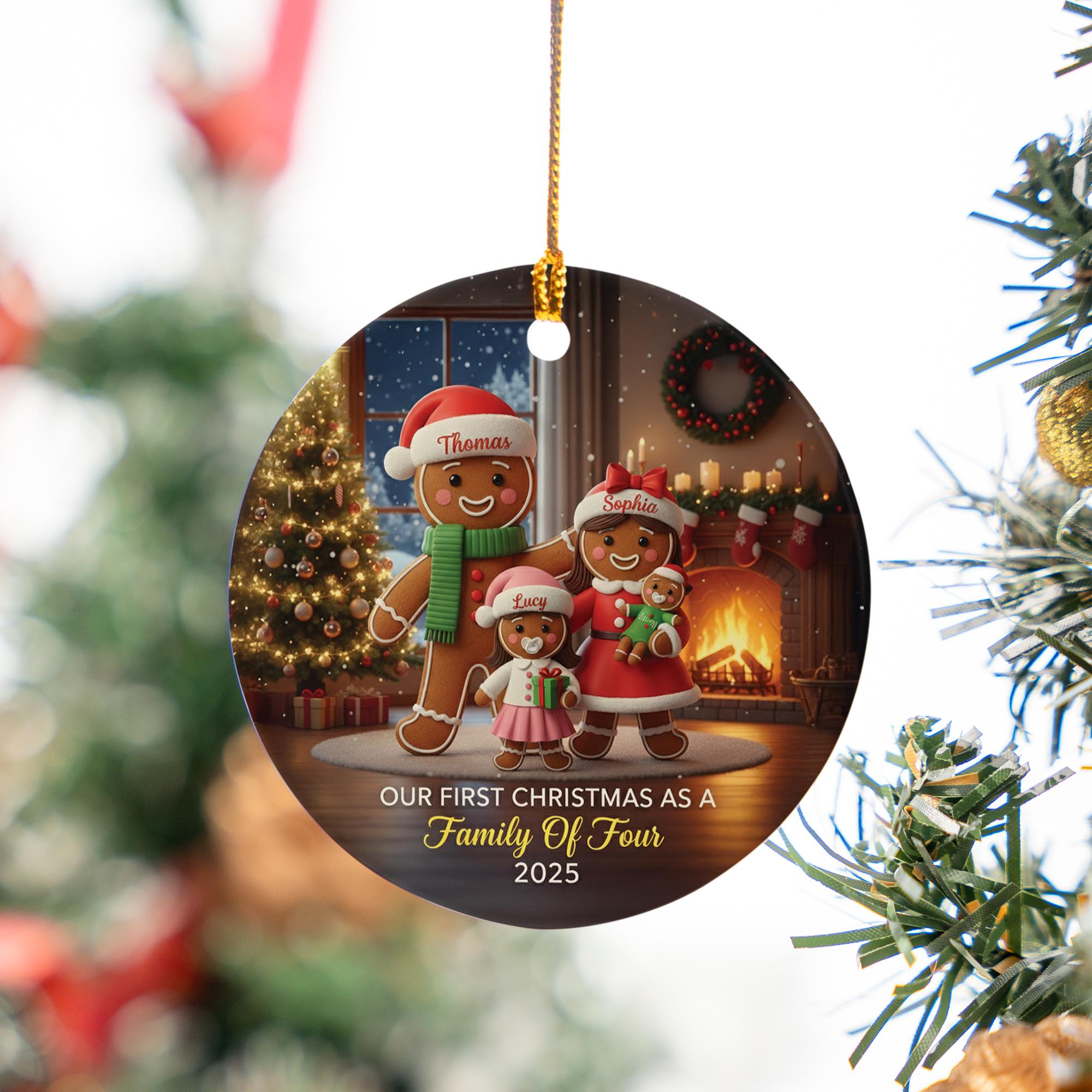Personalized Gingerbread Family Ornament: Custom Christmas Ceramic image 6