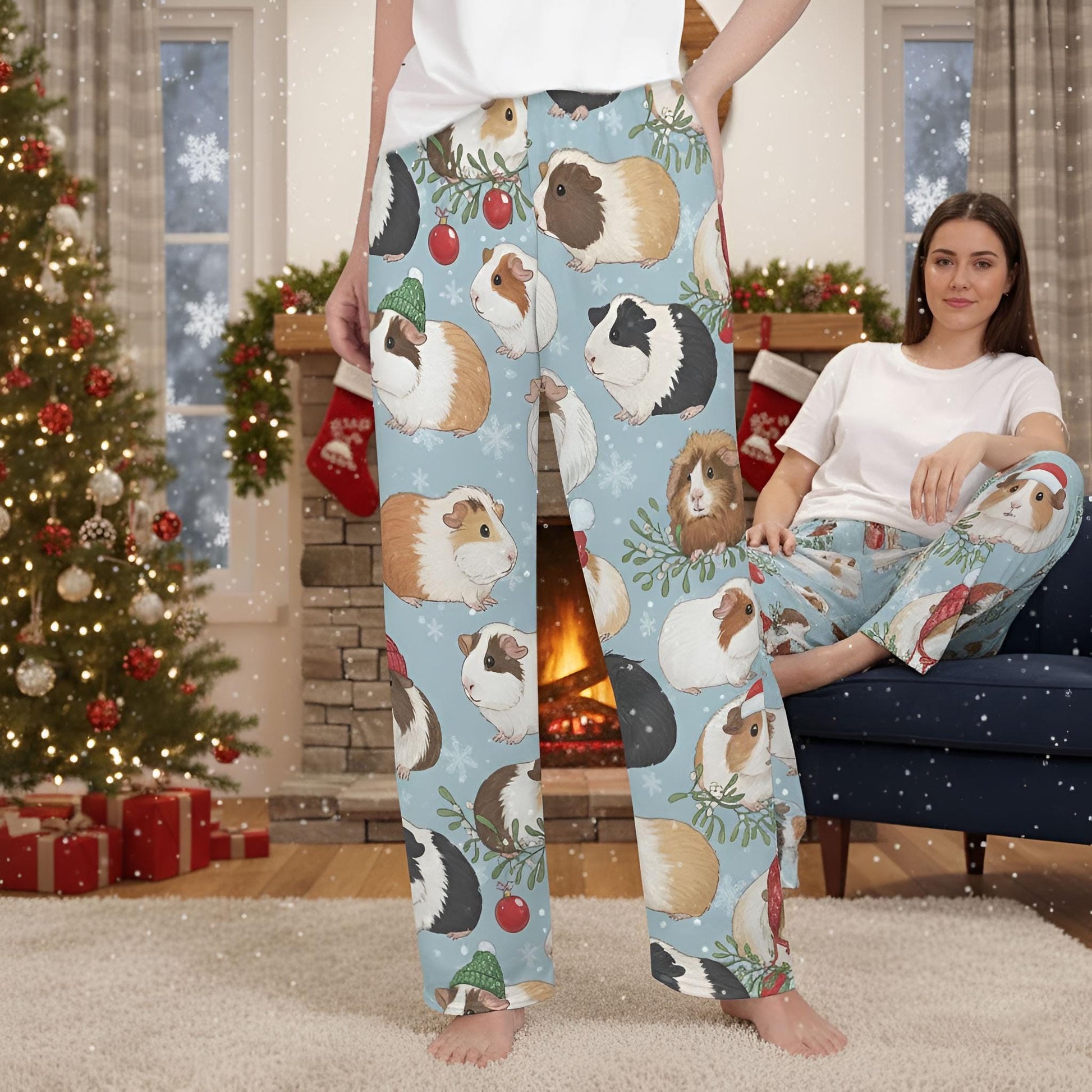 Christmas Guinea Pig Pajama Pants: Funny Holiday Sleepwear for Women image 2
