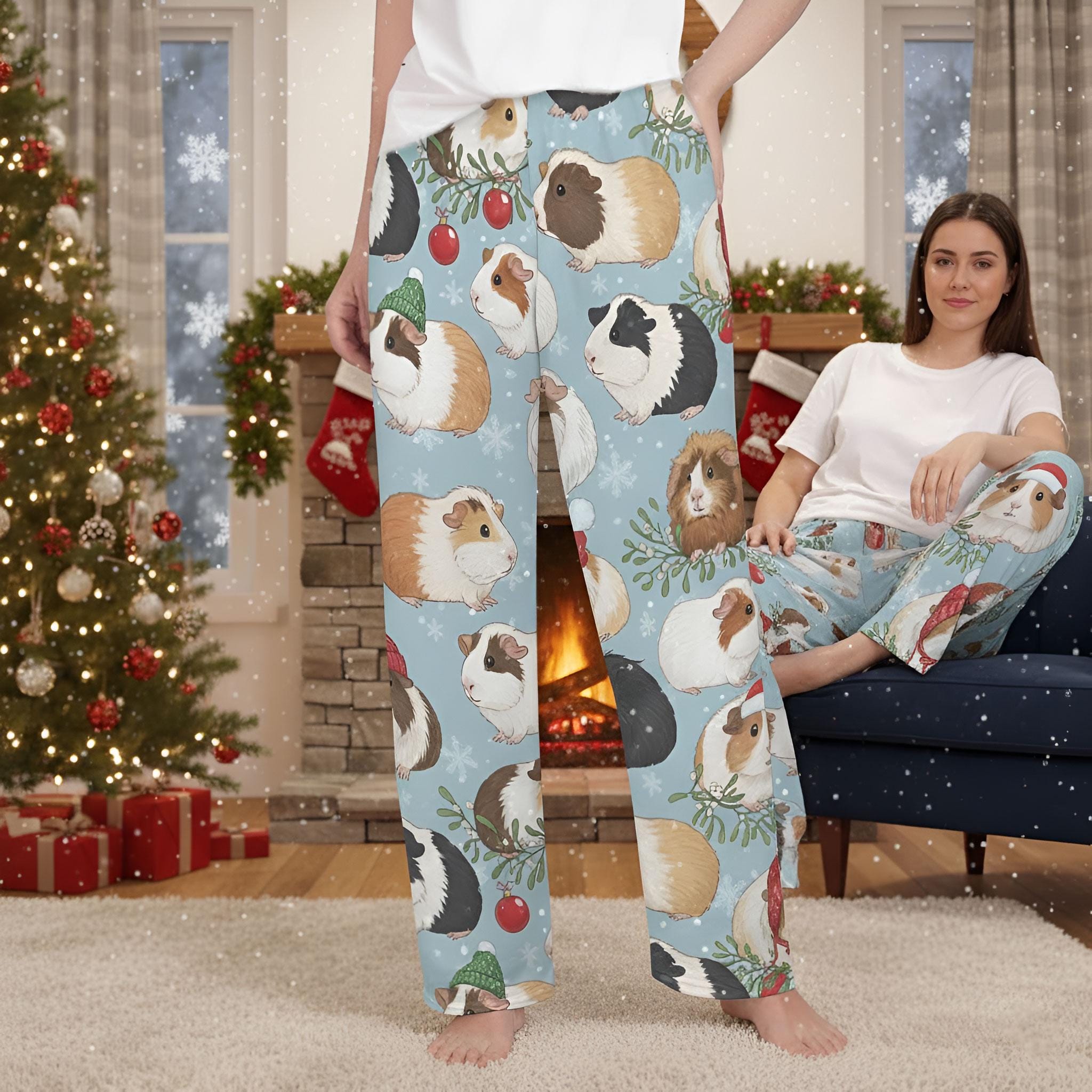 Christmas Guinea Pig Pajama Pants: Funny Holiday Sleepwear for Women image 2