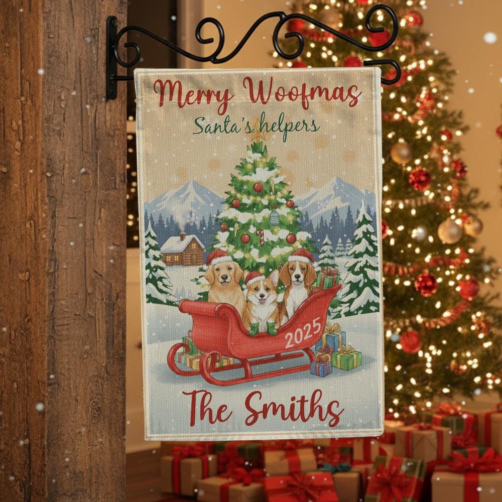 Personalized Dog Christmas Garden Flag: Merry Woofmas Home Decor