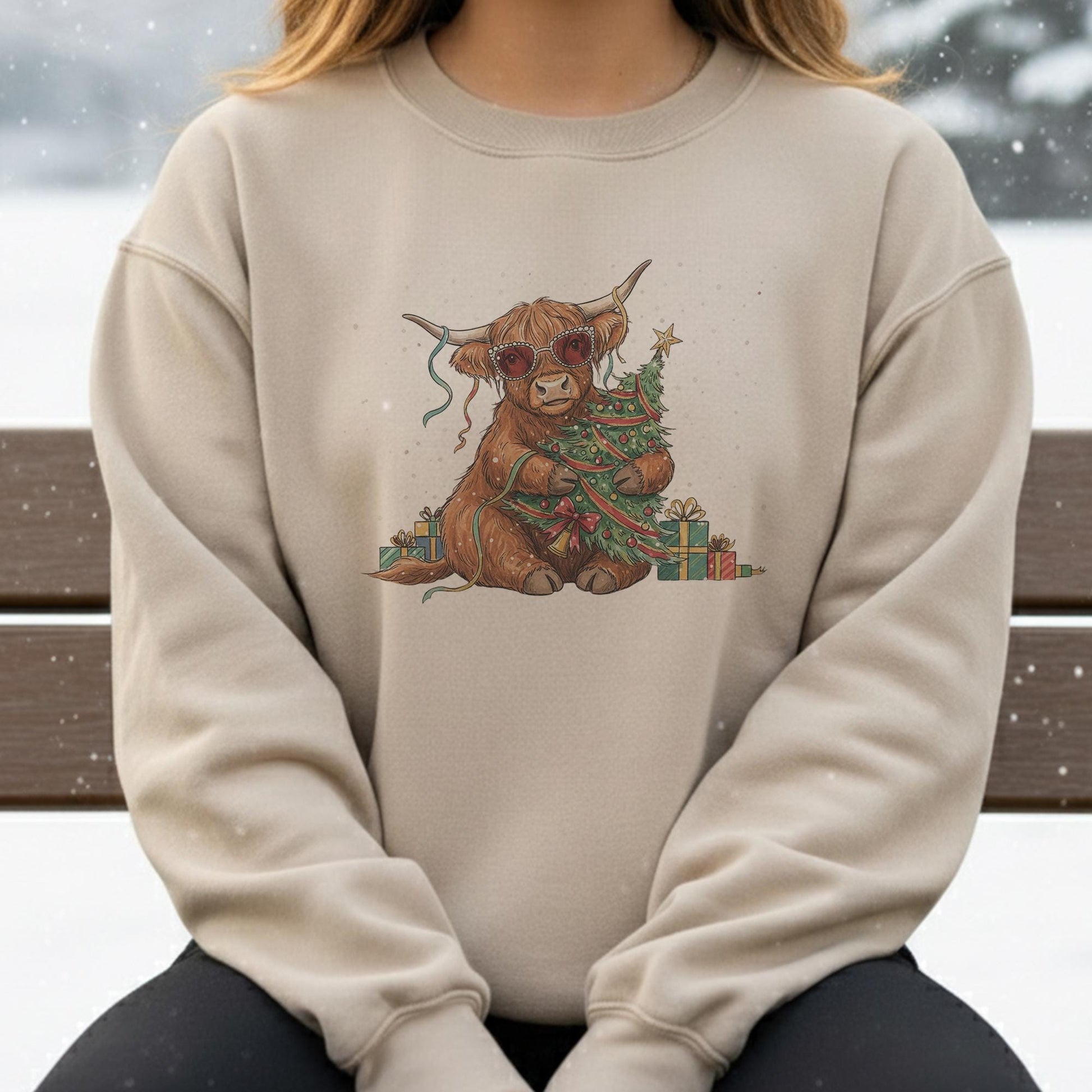 Highland Cow Christmas Sweatshirt: Festive Holiday Pullover