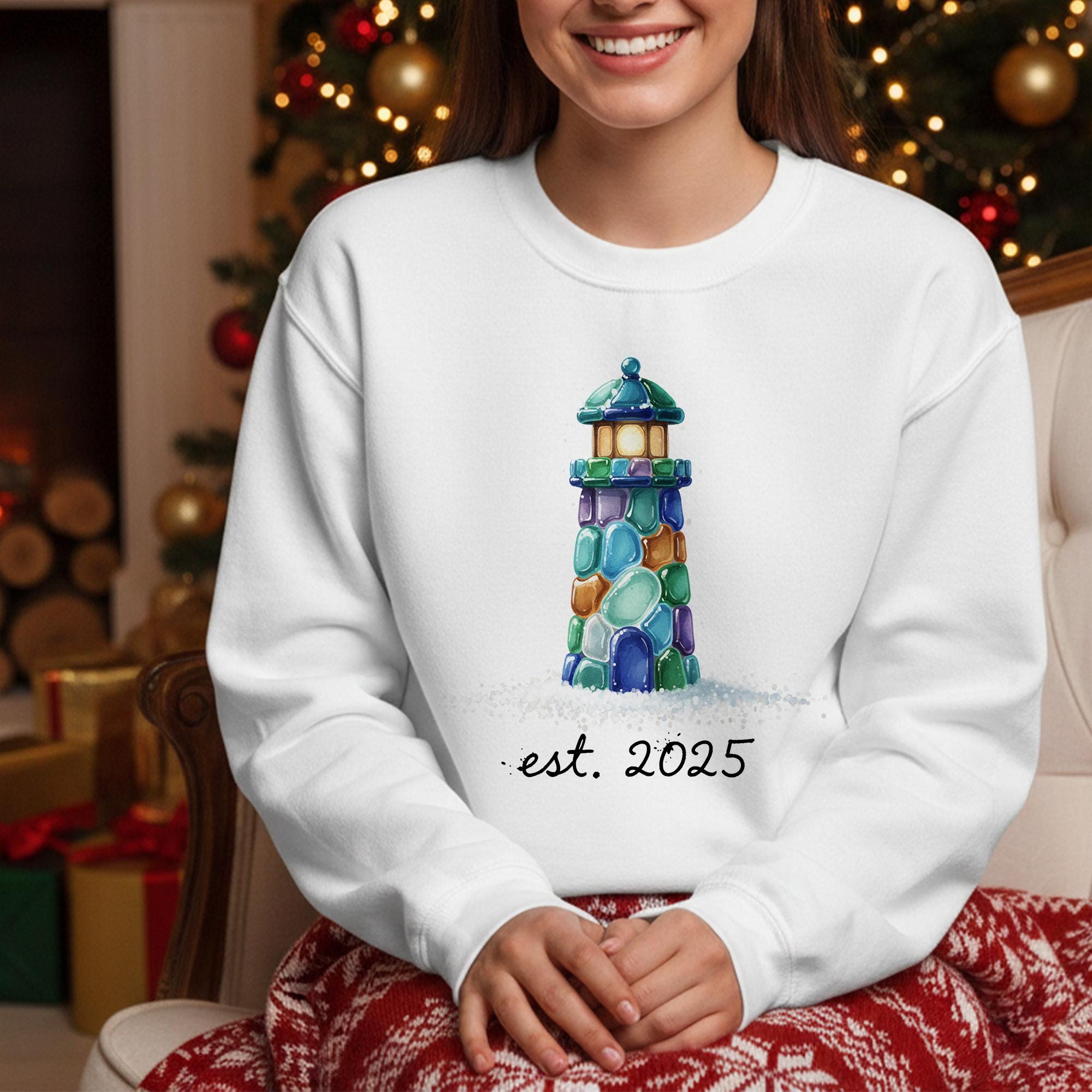 Personalized Lighthouse Sweatshirt: Custom Est. Date Coastal Crewneck