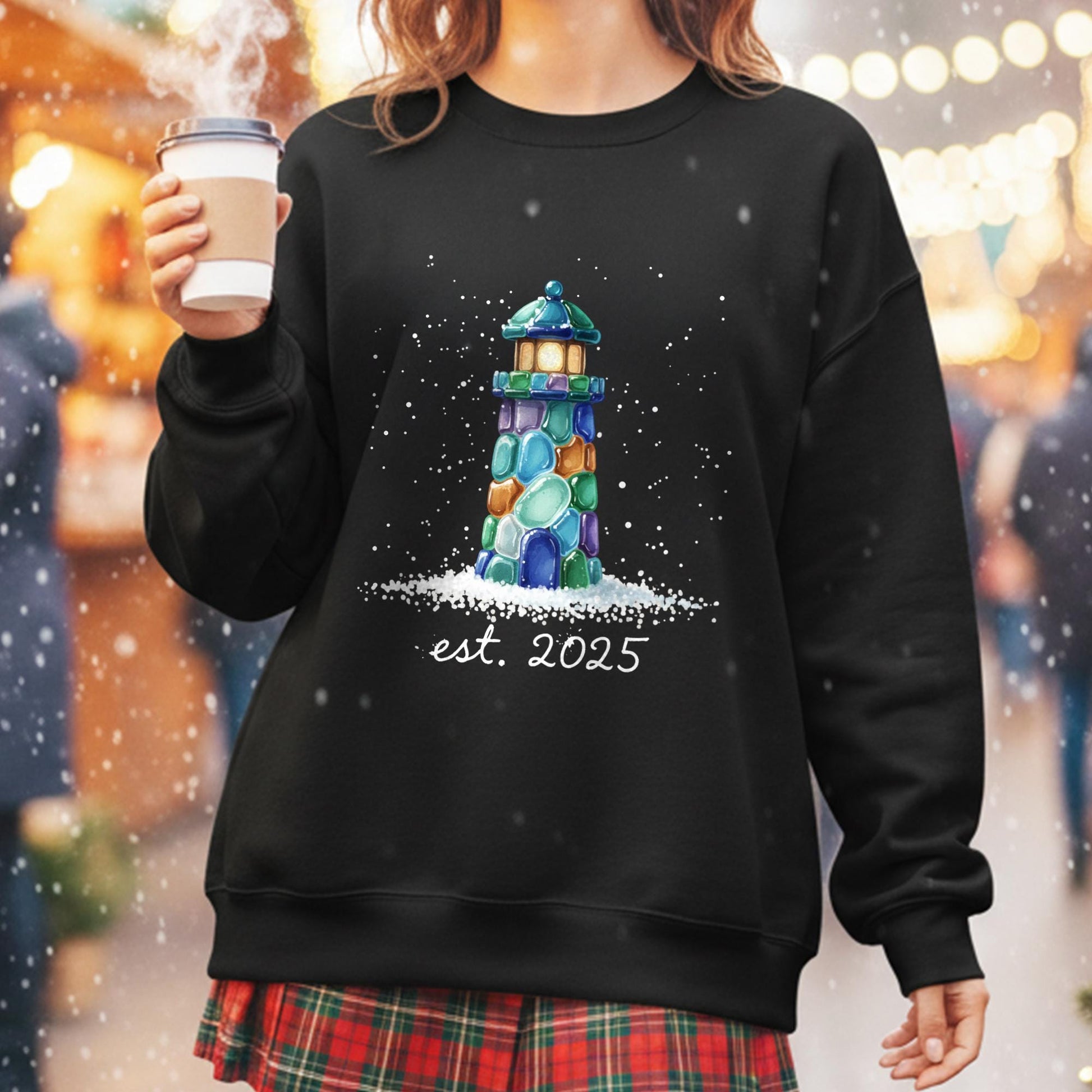 Personalized Lighthouse Sweatshirt: Custom Est. Date Coastal Crewneck