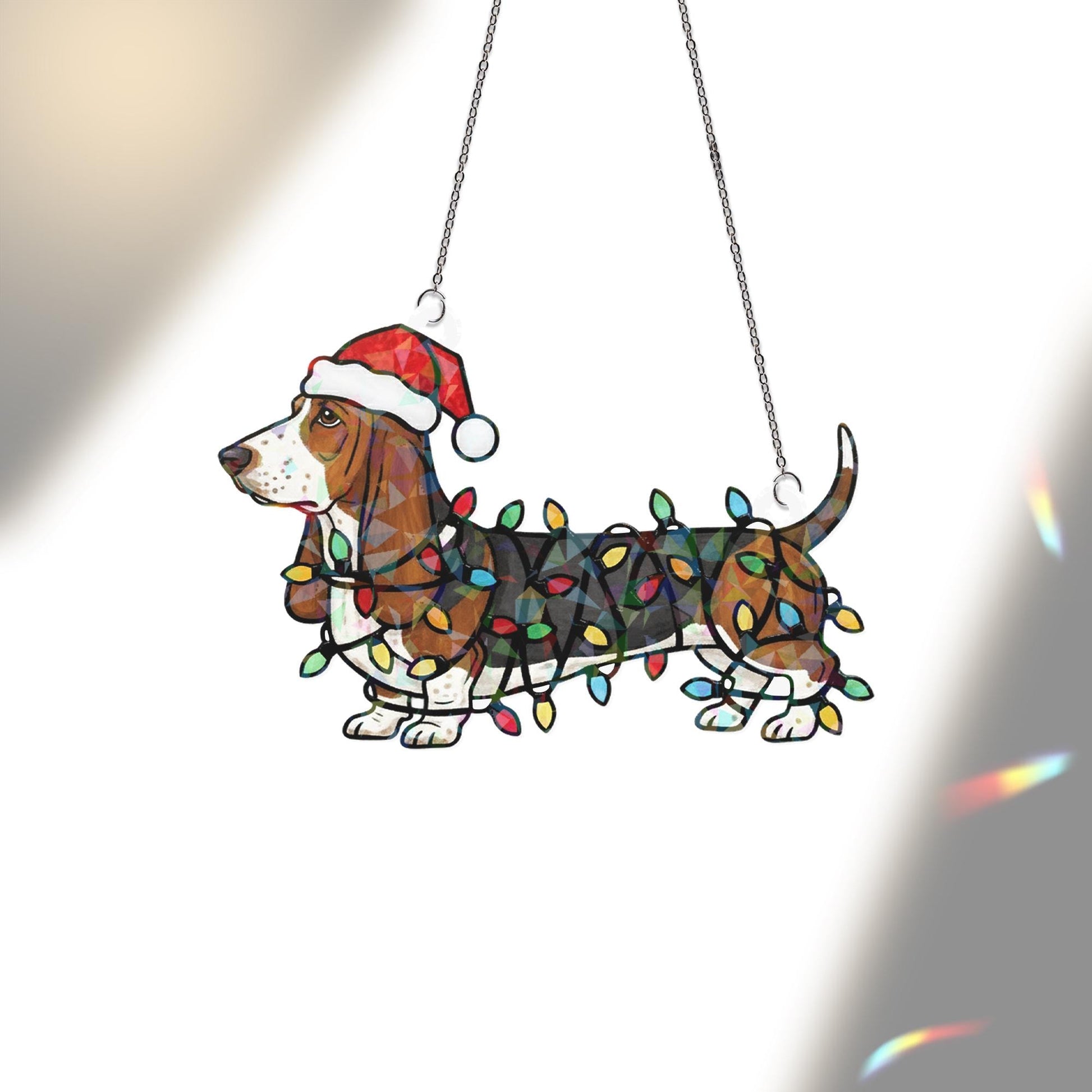 Hologram Basset Hound Window Hanging – Dog Suncatcher Decor