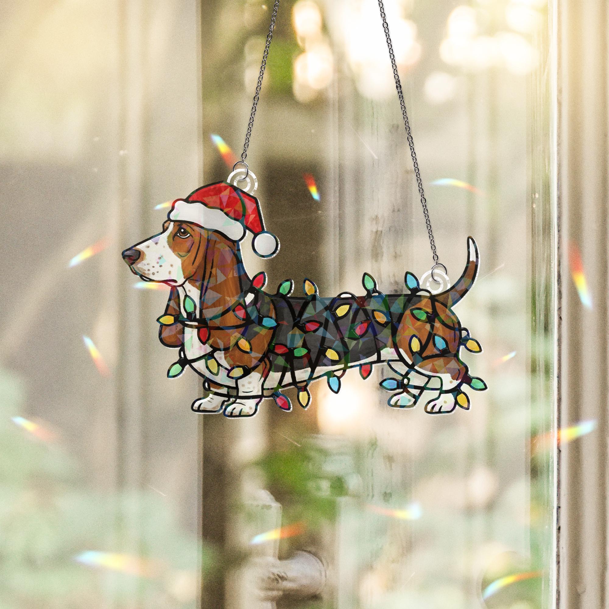 Hologram Basset Hound Window Hanging – Dog Suncatcher Decor